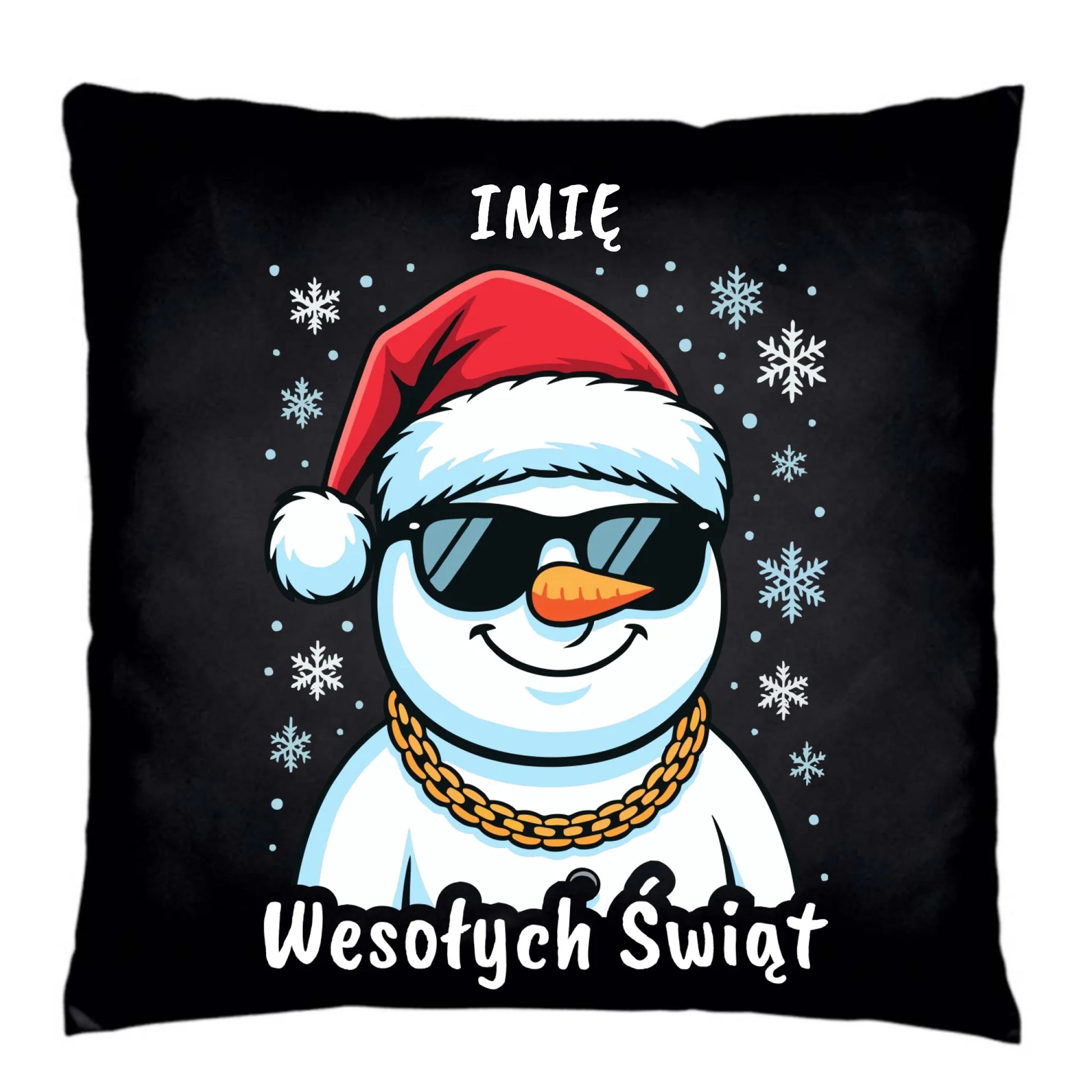 Poduszka dekoracyjna świąteczna - Wesoły bałwan Wesołych Świąt - personalizowana BN82 - StoryCups.pl