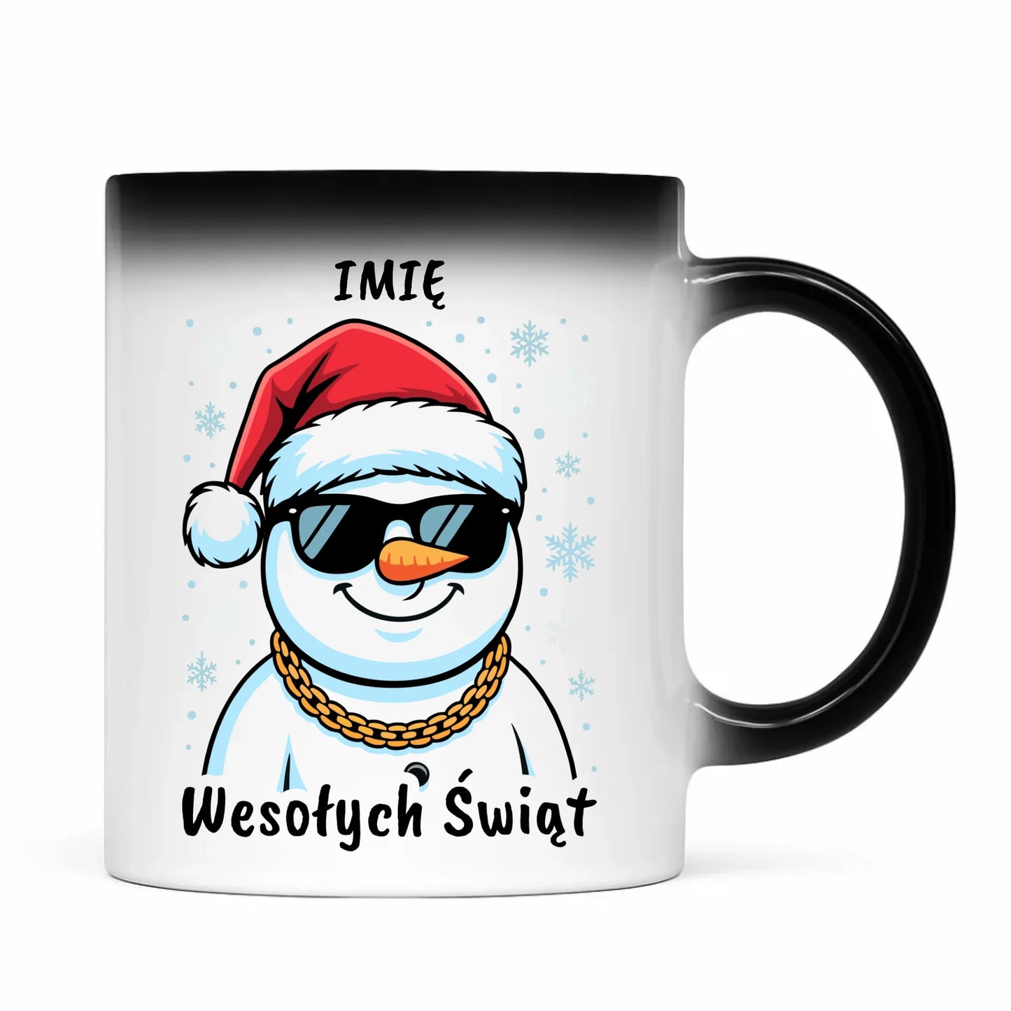 Kubek magiczny świąteczny - Wesoły bałwan Wesołych Świąt - personalizowany BN82 - StoryCups.pl