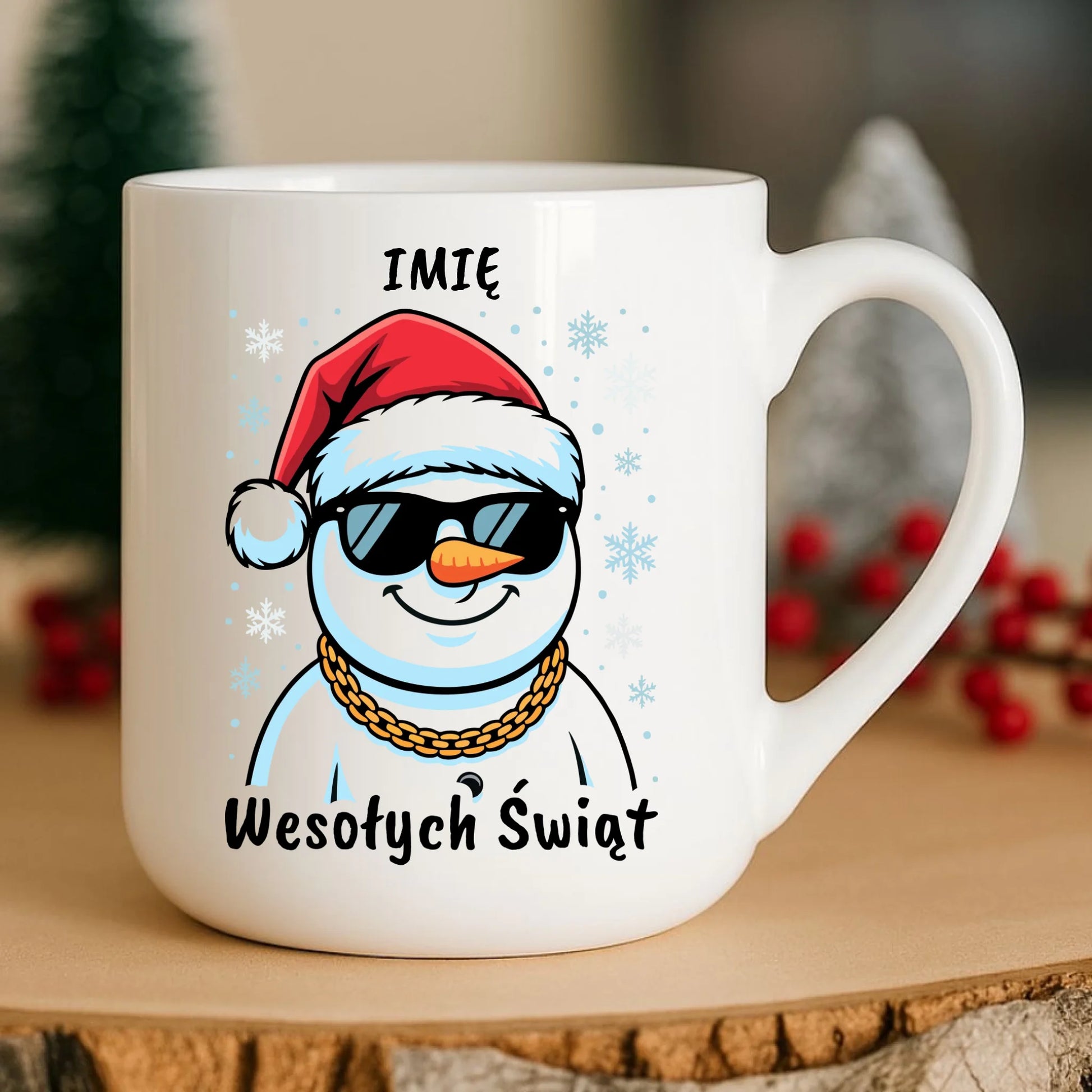 Kubek elegant świąteczny - Wesoły bałwan Wesołych Świąt - personalizowany BN82 - StoryCups.pl