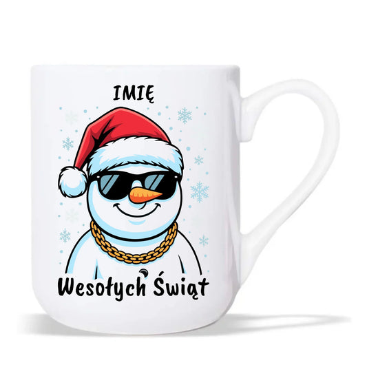 Kubek elegant świąteczny - Wesoły bałwan Wesołych Świąt - personalizowany BN82 - StoryCups.pl