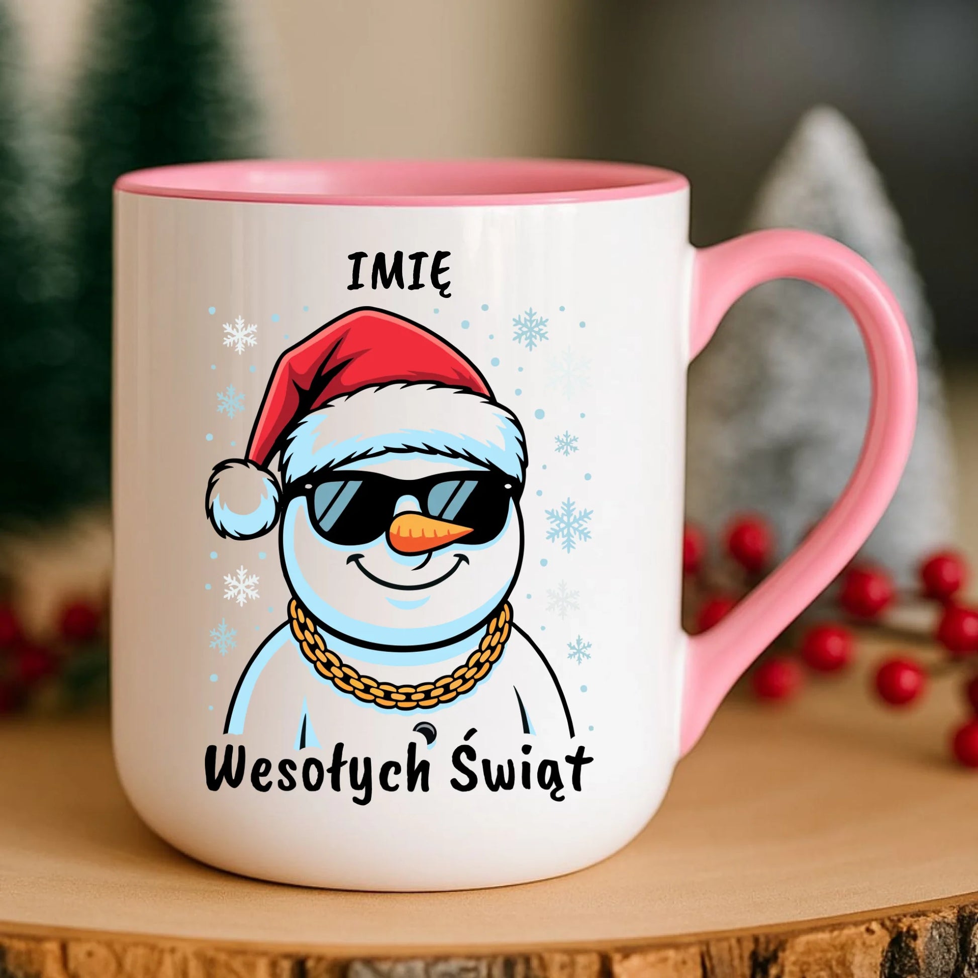 Kubek elegant świąteczny - Wesoły bałwan Wesołych Świąt - personalizowany BN82 - StoryCups.pl