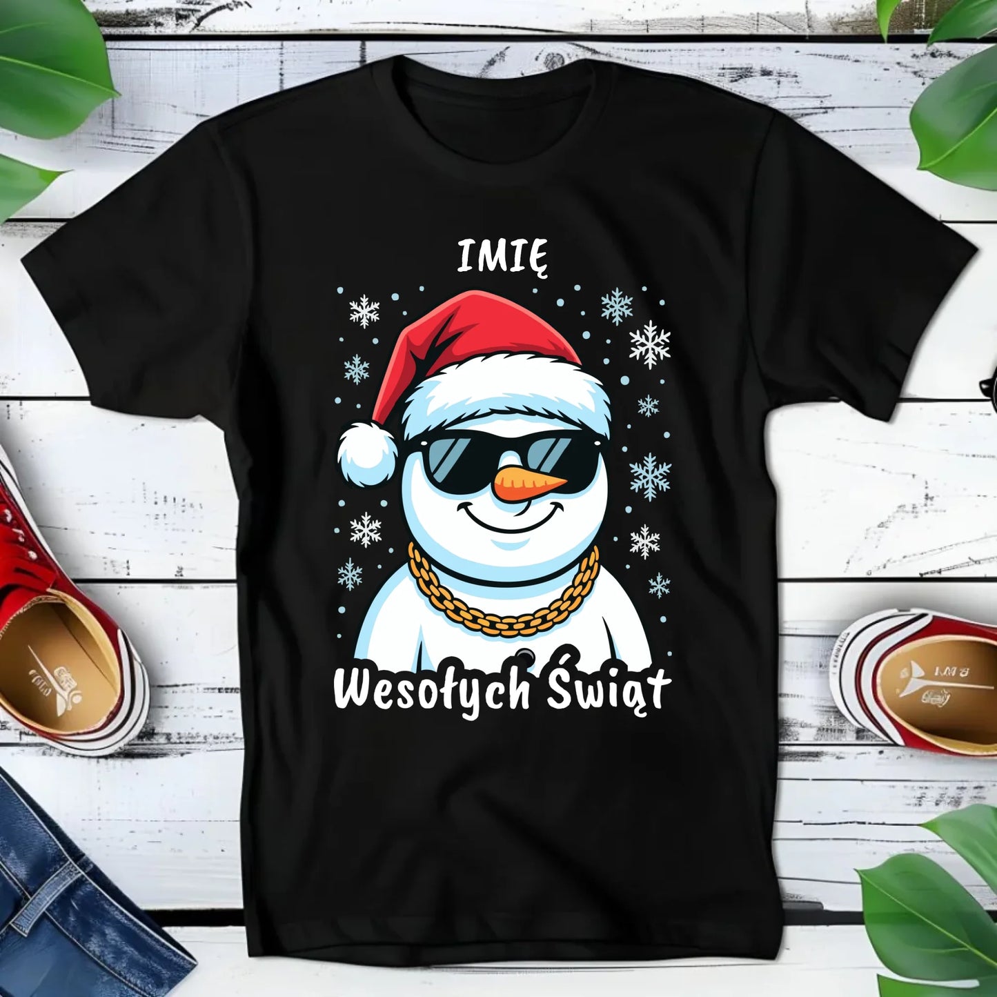Koszulka dziecięca świąteczna - Wesoły bałwan Wesołych Świąt - personalizowana BN82 - StoryCups.pl