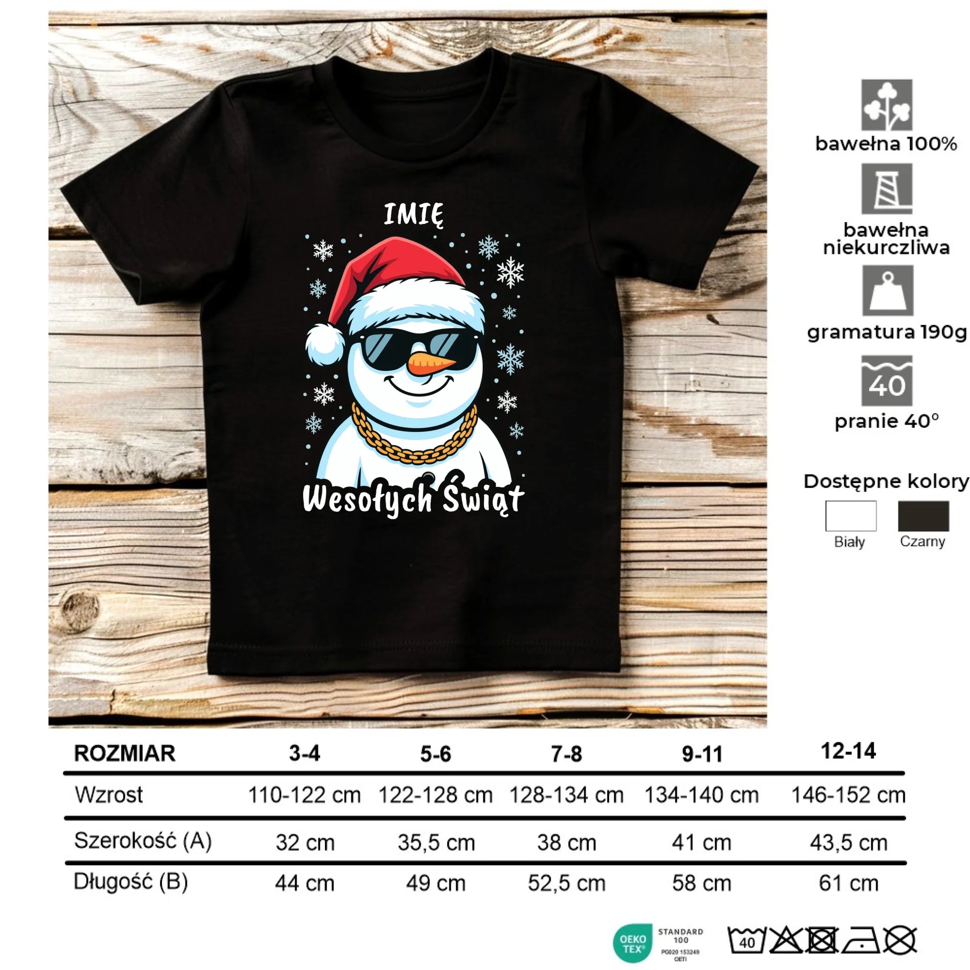 Koszulka dziecięca świąteczna - Wesoły bałwan Wesołych Świąt - personalizowana BN82 - StoryCups.pl