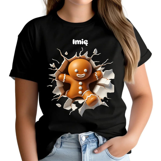 Koszulka damska świąteczna - Pierniczek 3D - personalizowana BN81 - StoryCups.pl