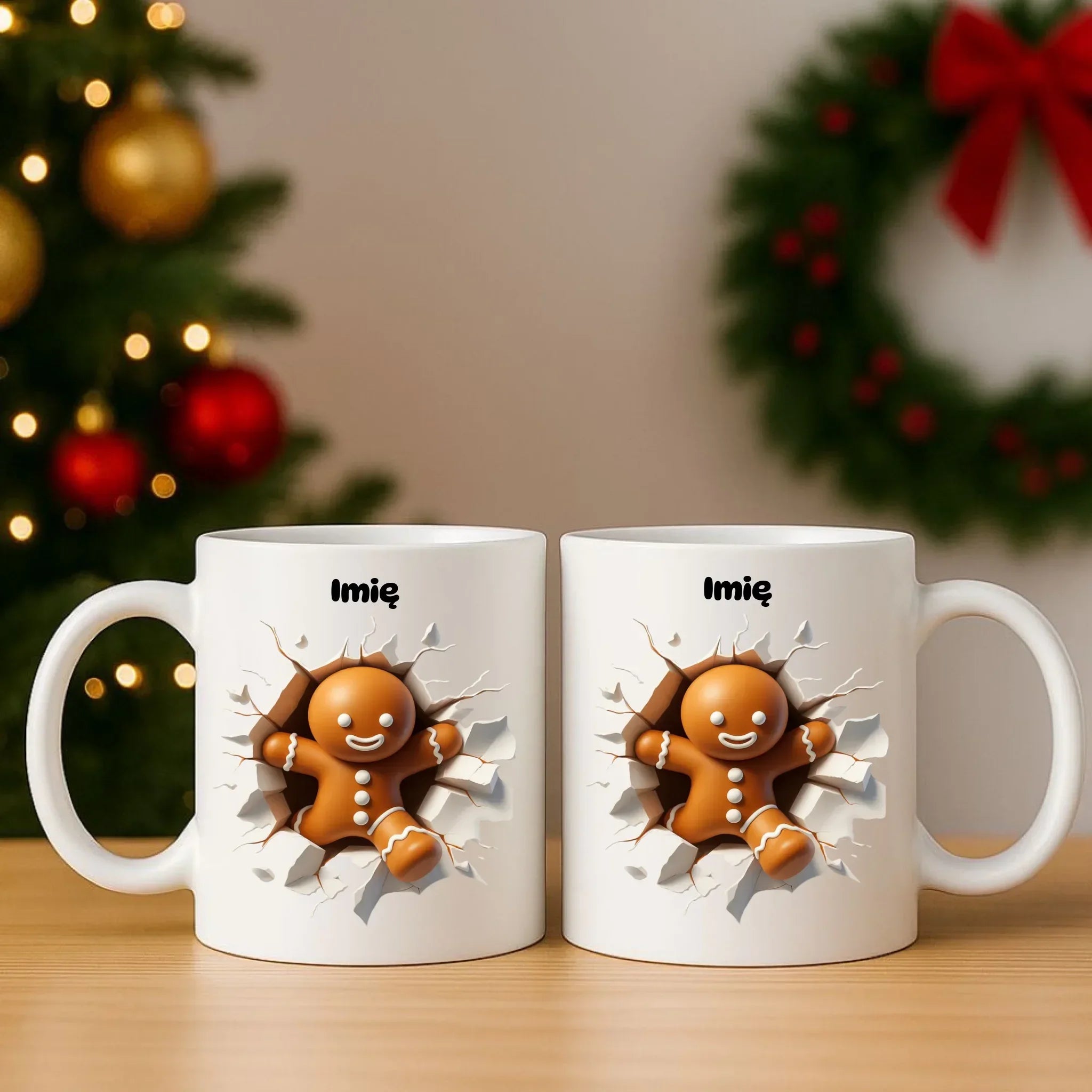 Zestaw poduszka i kubek świąteczny - Pierniczek 3D - personalizowany BN81 - StoryCups.pl