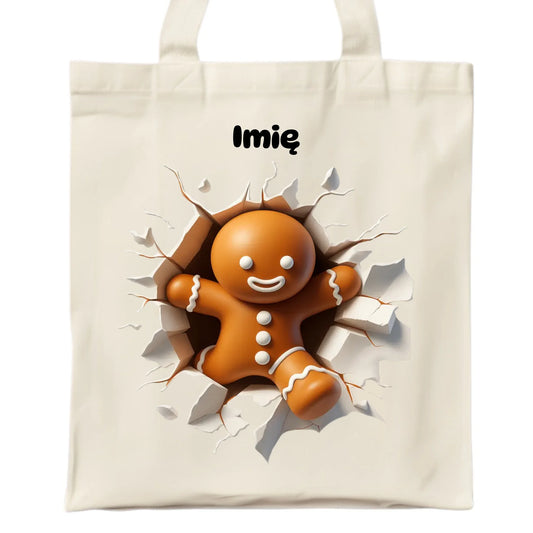 Torba świąteczna - Pierniczek 3D - personalizowana BN81 - StoryCups.pl