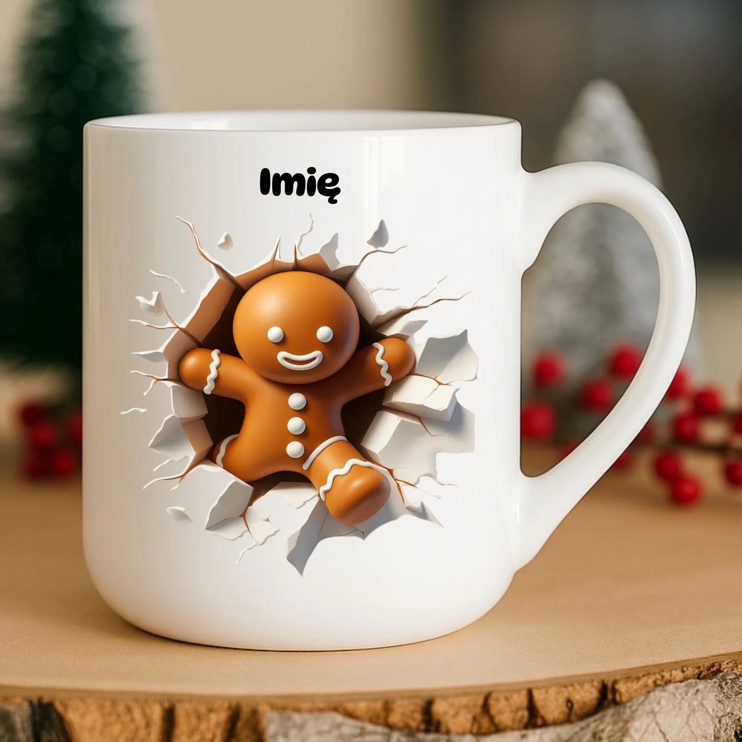 Kubek elegant świąteczny - Pierniczek 3D - personalizowany BN81 - StoryCups.pl