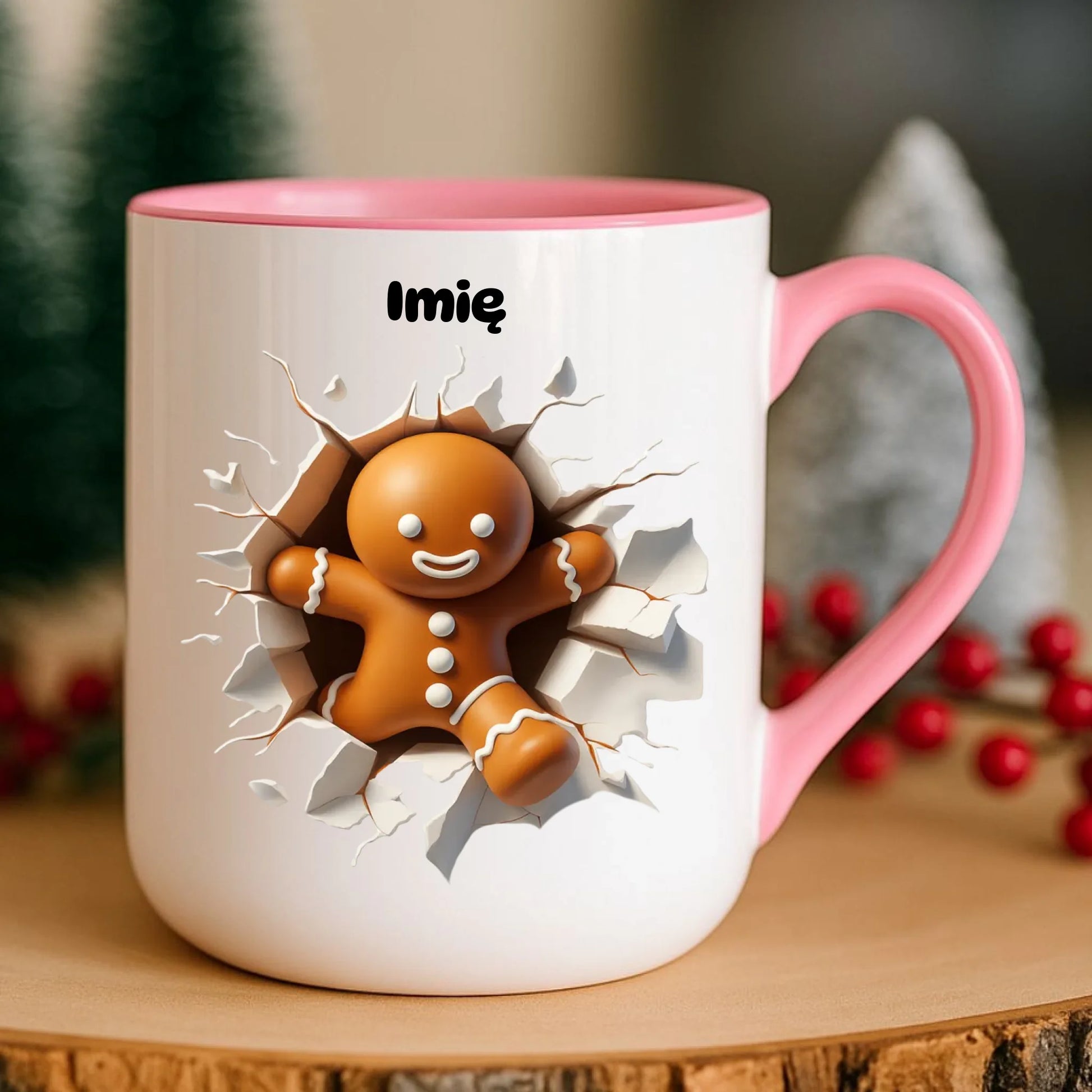 Kubek elegant świąteczny - Pierniczek 3D - personalizowany BN81 - StoryCups.pl