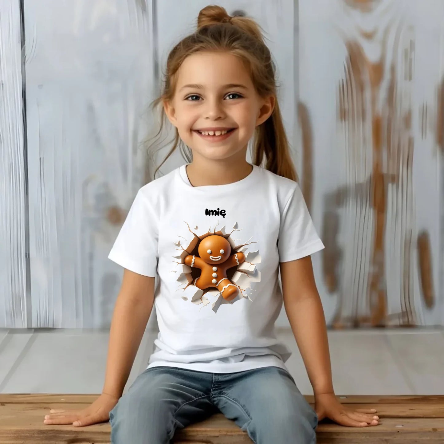 Koszulka dziecięca świąteczna - Pierniczek 3D - personalizowana BN81 - StoryCups.pl
