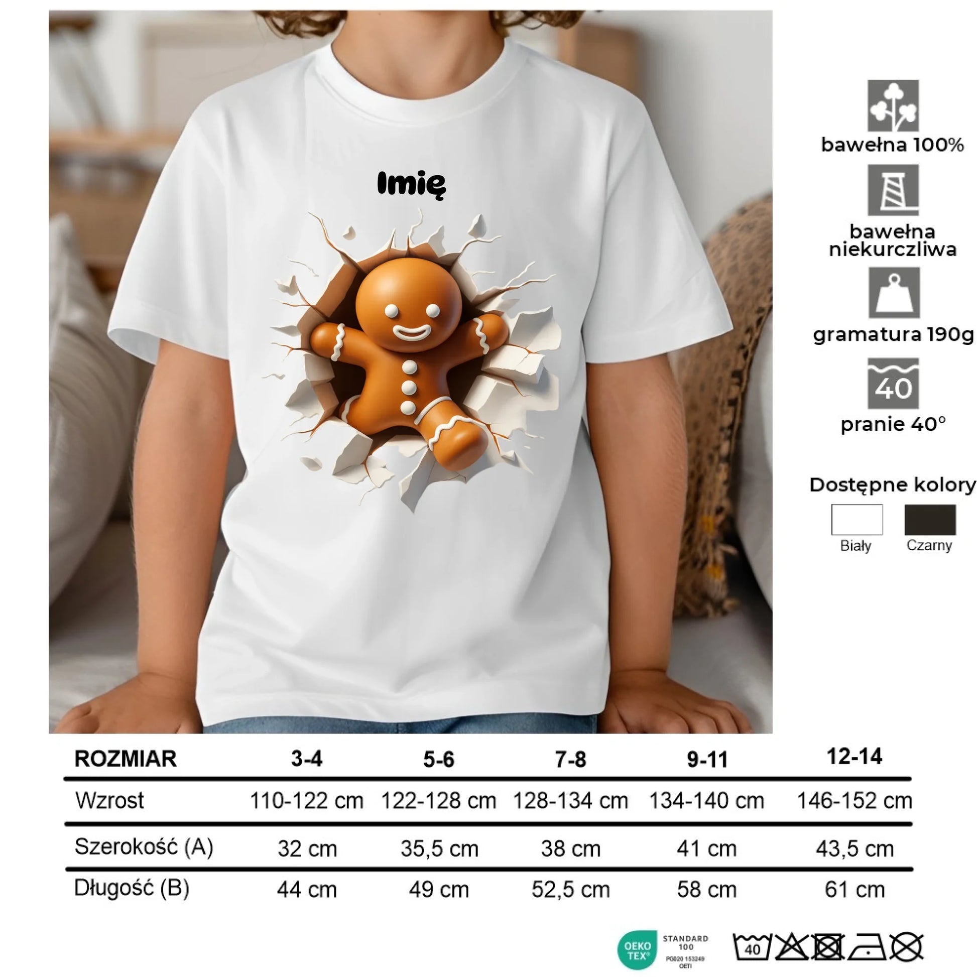 Koszulka dziecięca świąteczna - Pierniczek 3D - personalizowana BN81 - StoryCups.pl