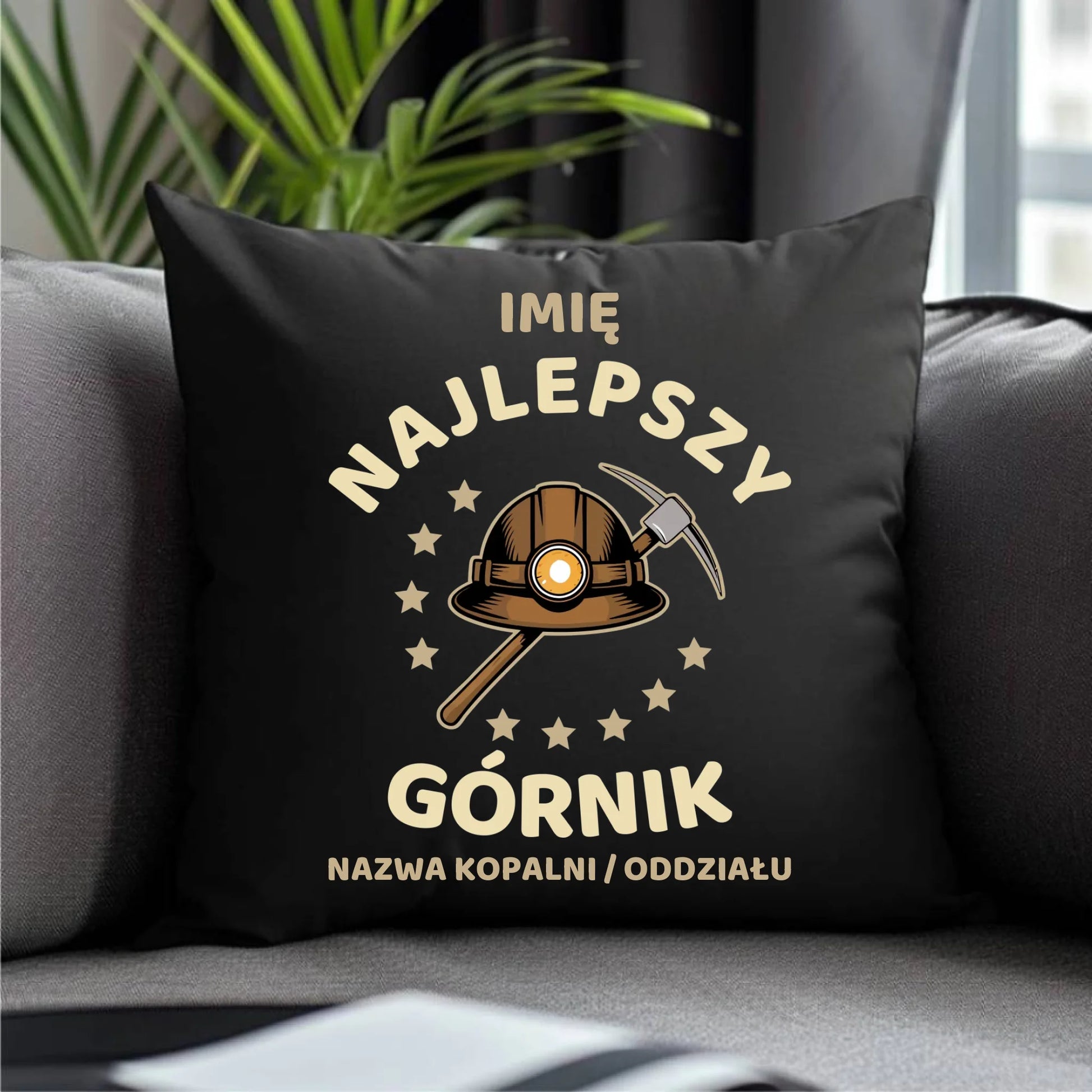 Poduszka dekoracyjna - prezent dla górnika - Najlepszy górnik - personalizowana G23 - StoryCups.pl