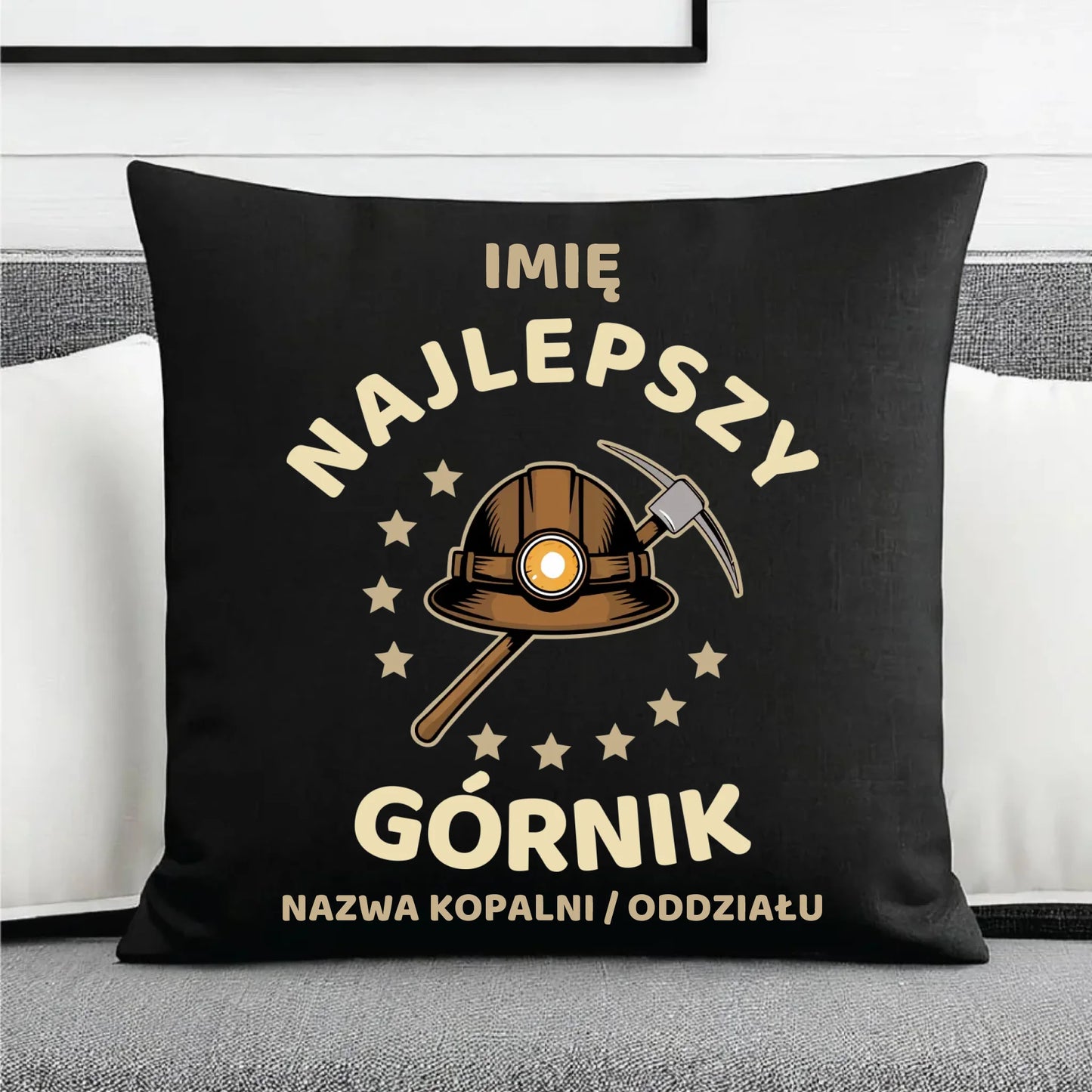 Poduszka dekoracyjna - prezent dla górnika - Najlepszy górnik - personalizowana G23 - StoryCups.pl