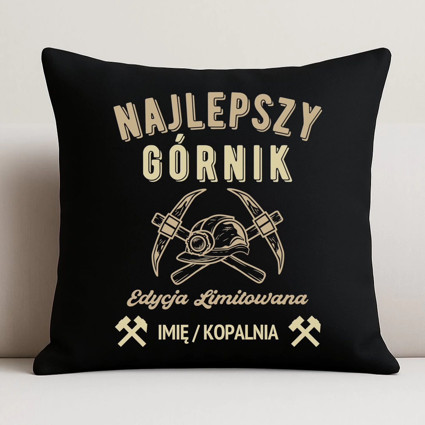 Poduszka dekoracyjna - prezent dla górnika - Najlepszy górnik - personalizowana G27 - StoryCups.pl