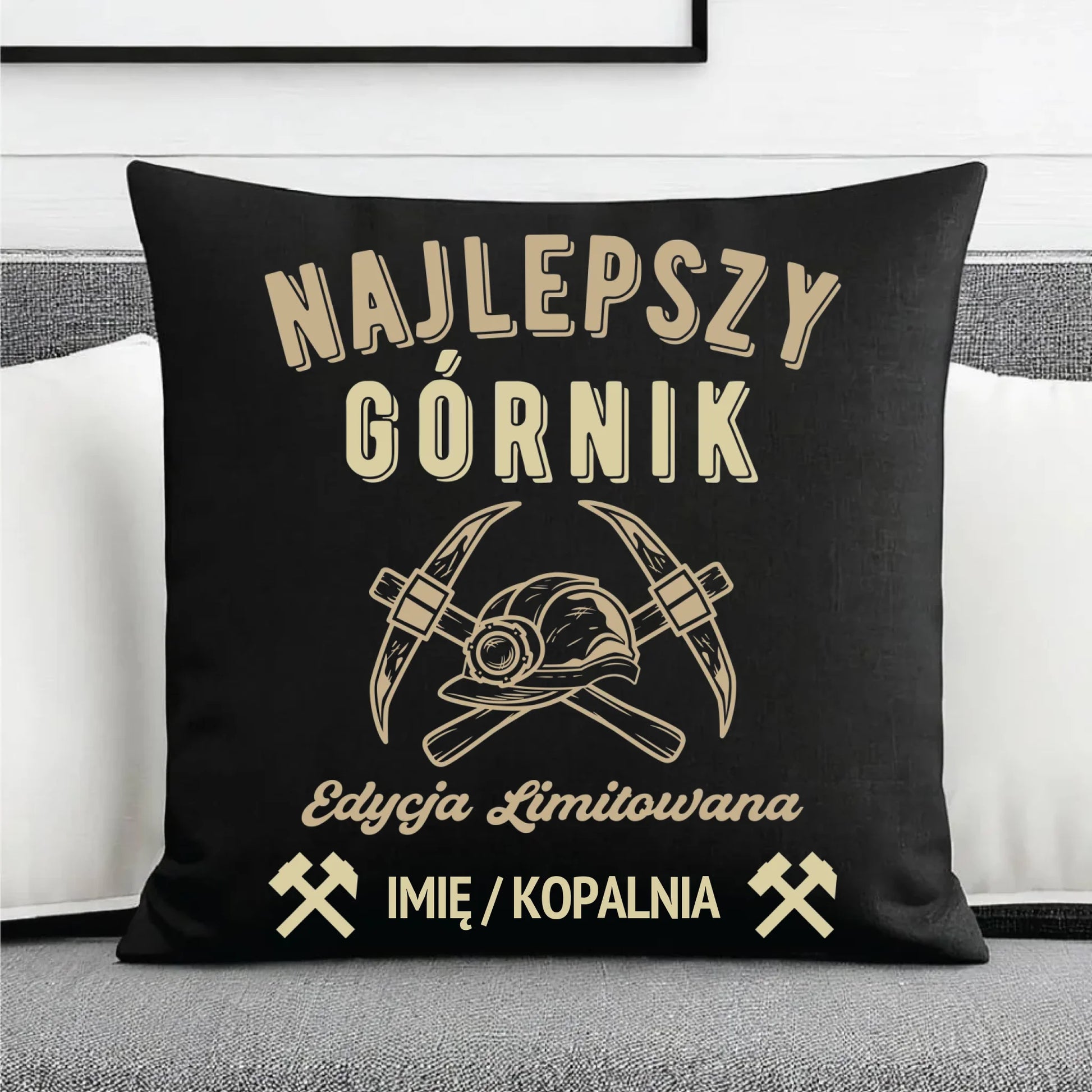 Poduszka dekoracyjna - prezent dla górnika - Najlepszy górnik - personalizowana G27 - StoryCups.pl