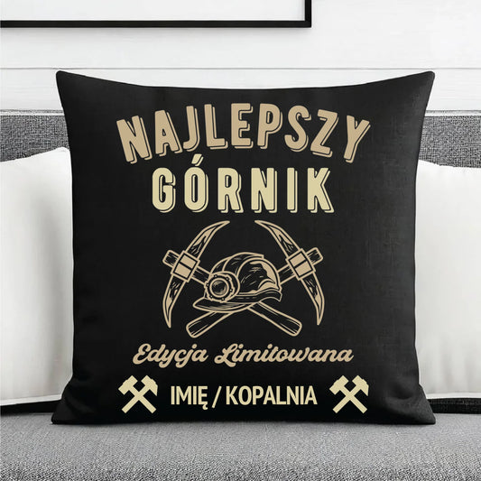 Poduszka dekoracyjna - prezent dla górnika - Najlepszy górnik - personalizowana G27 - StoryCups.pl