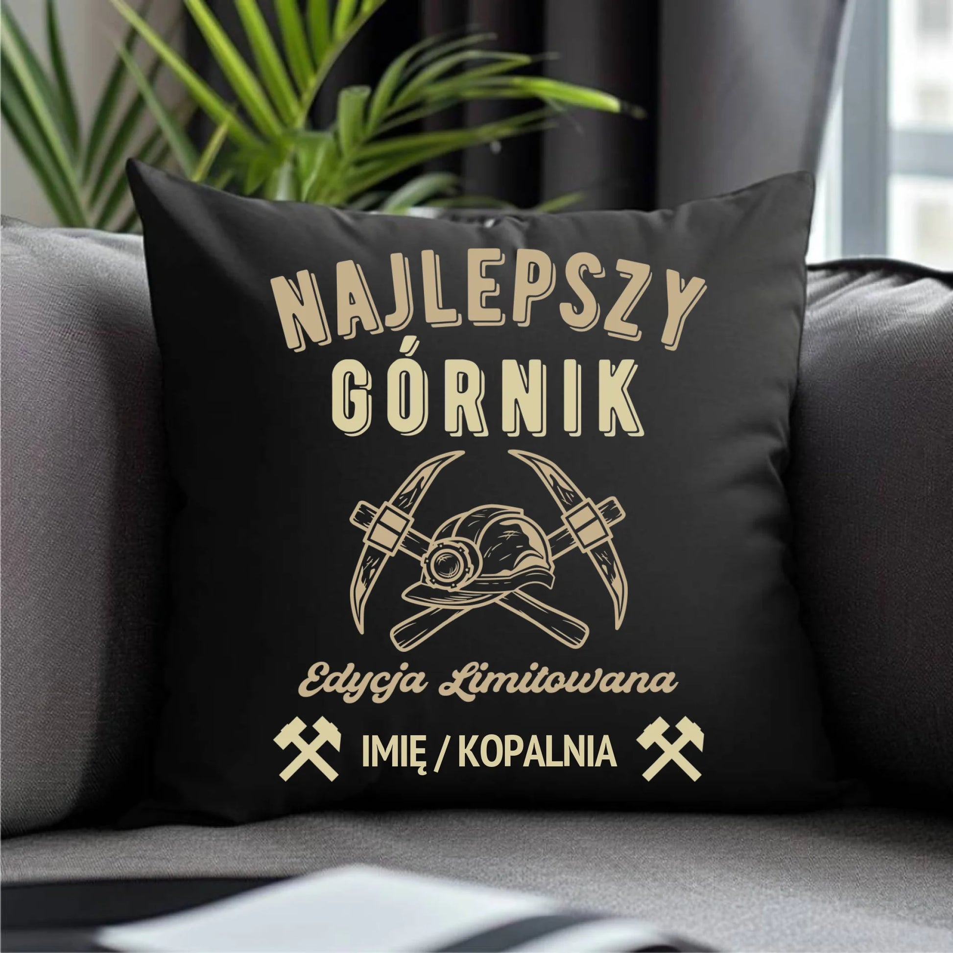 Poduszka dekoracyjna - prezent dla górnika - Najlepszy górnik - personalizowana G27 - StoryCups.pl
