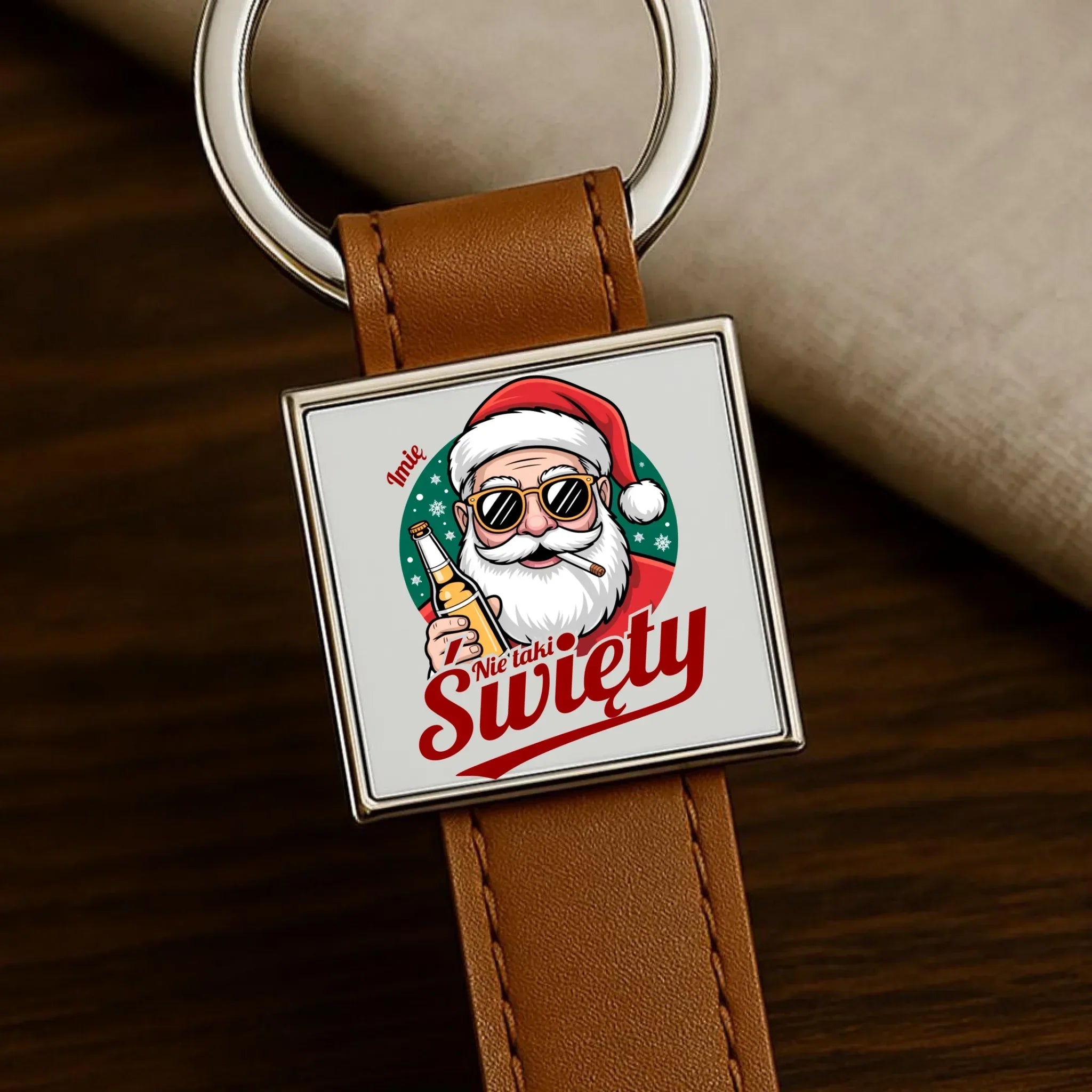 Brelok świąteczny - Mikołaj nie taki święty - personalizowany BN80 - StoryCups.pl
