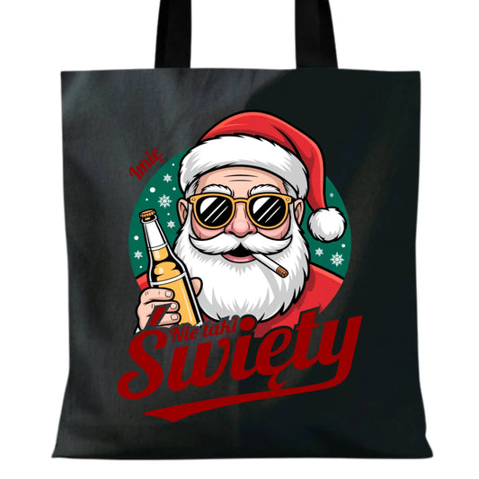 Torba świąteczna - Mikołaj nie taki święty - personalizowana BN80 - StoryCups.pl