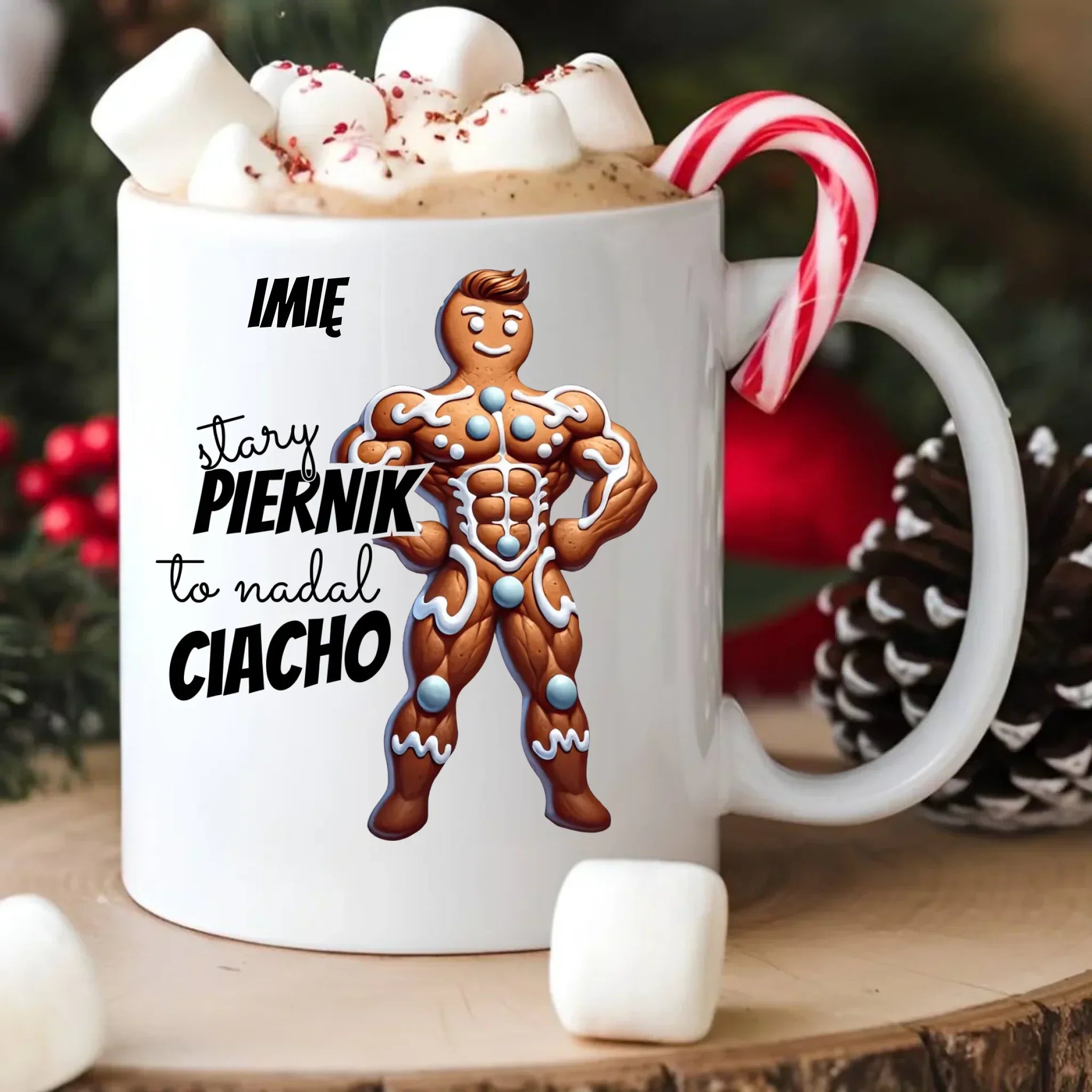 Kubek świąteczny - Stary piernik to nadal ciacho - personalizowany BN23 - StoryCups.pl