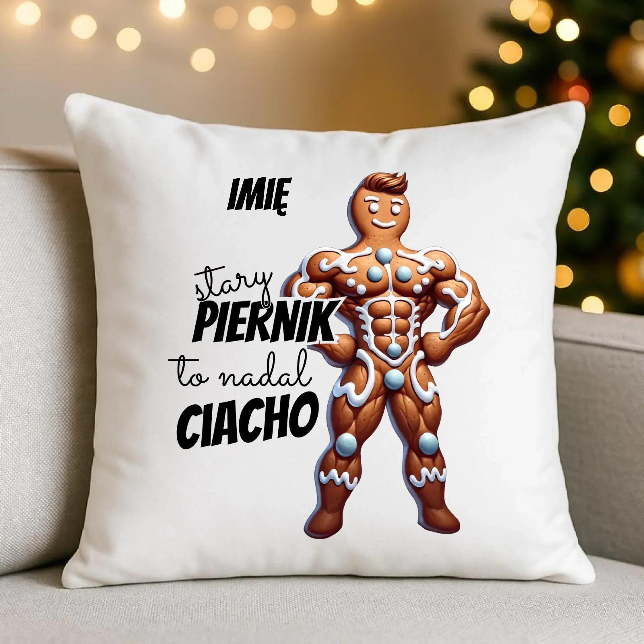 Poduszka świąteczna - Stary piernik to nadal ciacho - personalizowana BN23 - StoryCups.pl