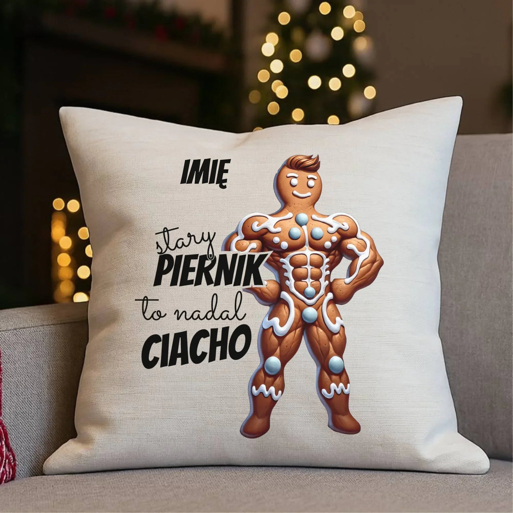 Poduszka świąteczna - Stary piernik to nadal ciacho - personalizowana BN23 - StoryCups.pl