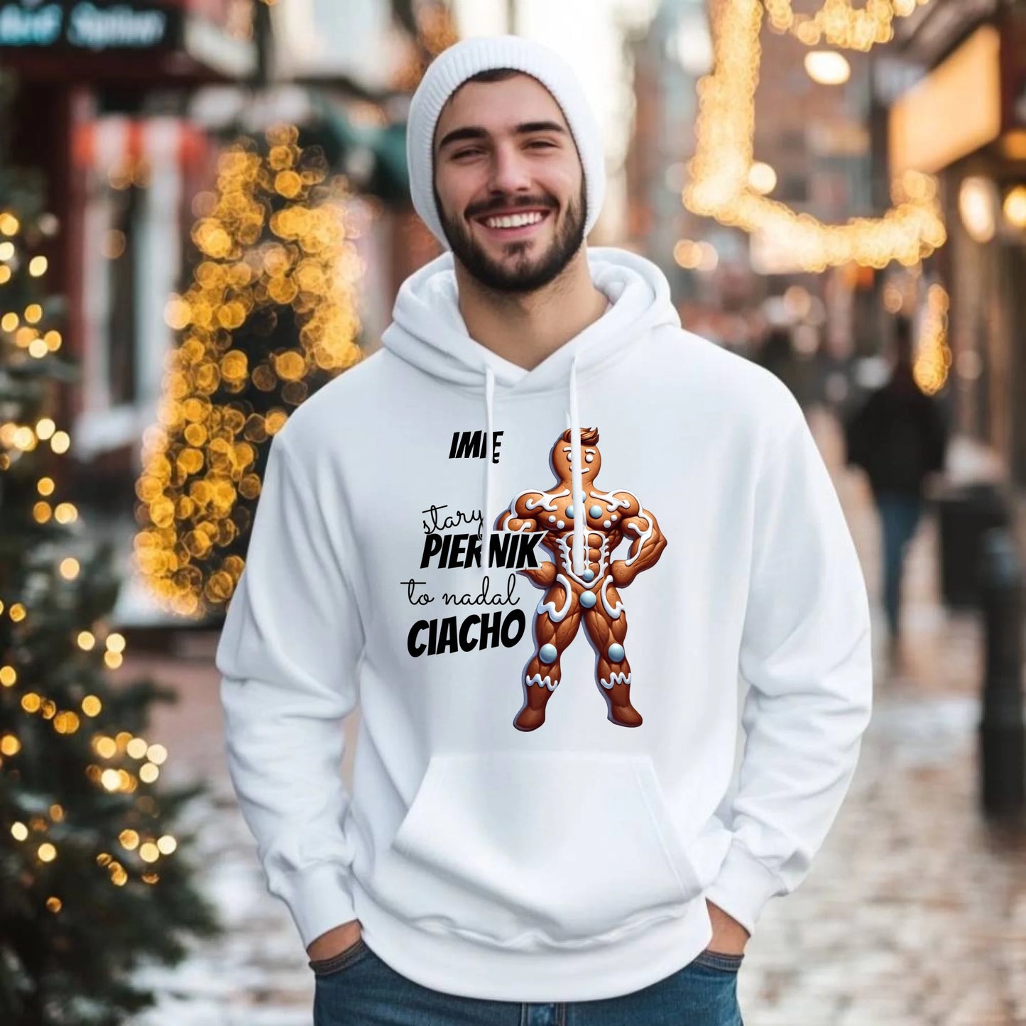 Bluza męska z kapturem świąteczna - Stary piernik to nadal ciacho - personalizowana BN23