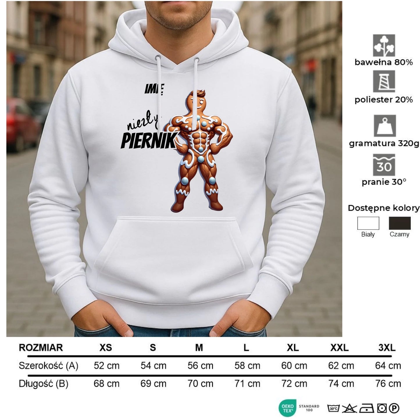 Bluza męska z kapturem świąteczna - Niezły piernik - personalizowana BN24