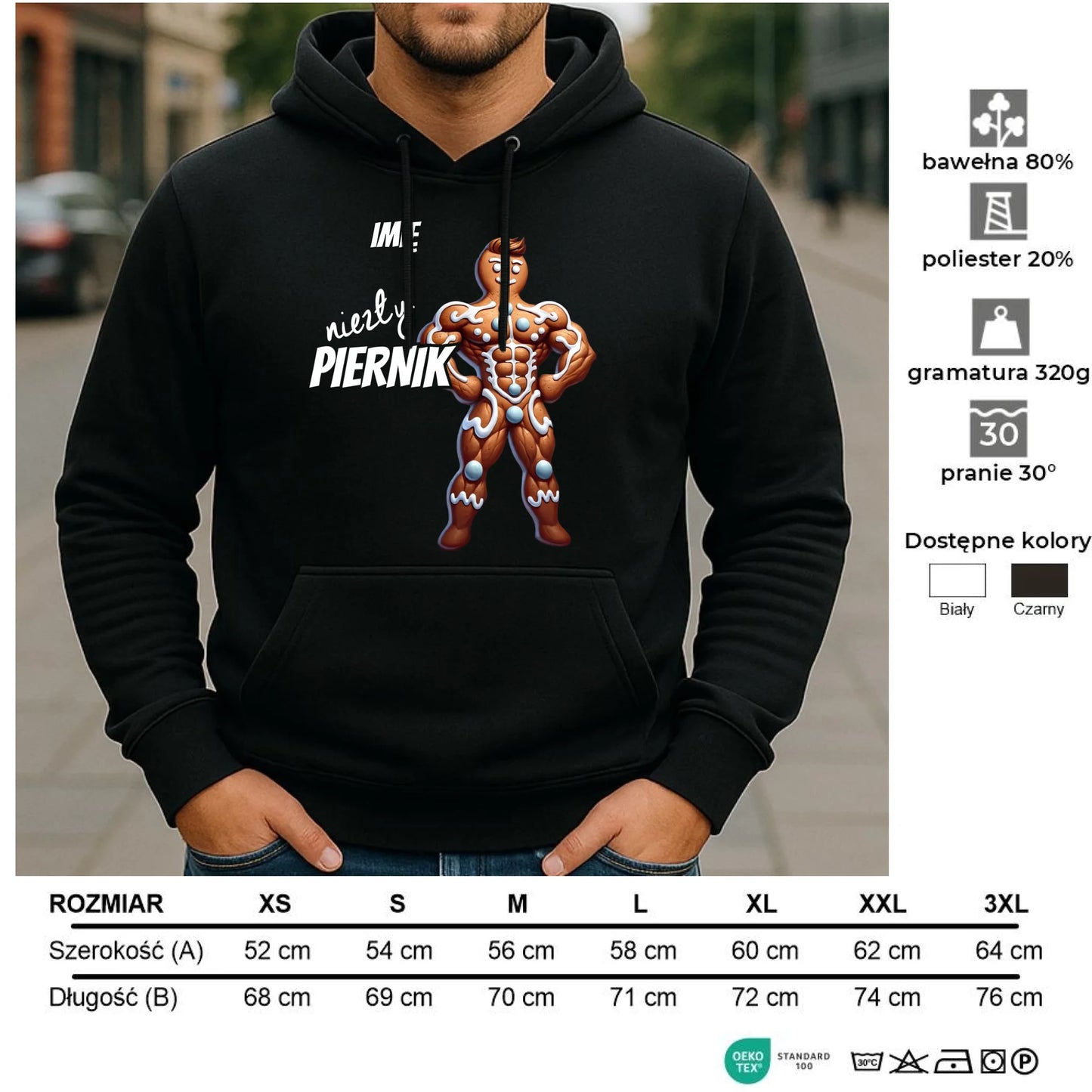 Bluza męska z kapturem świąteczna - Niezły piernik - personalizowana BN24