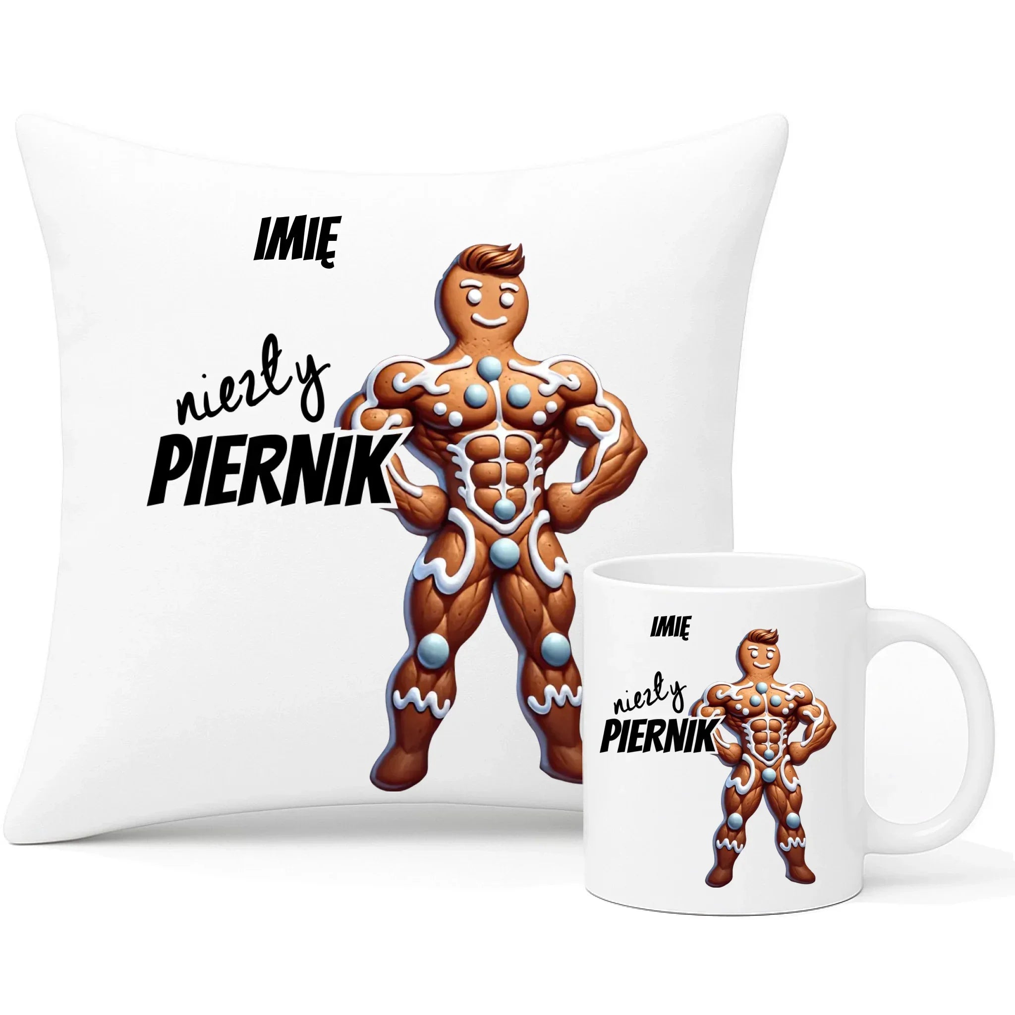 Zestaw poduszka i kubek świąteczny - Niezły piernik - personalizowany BN24 - StoryCups.pl