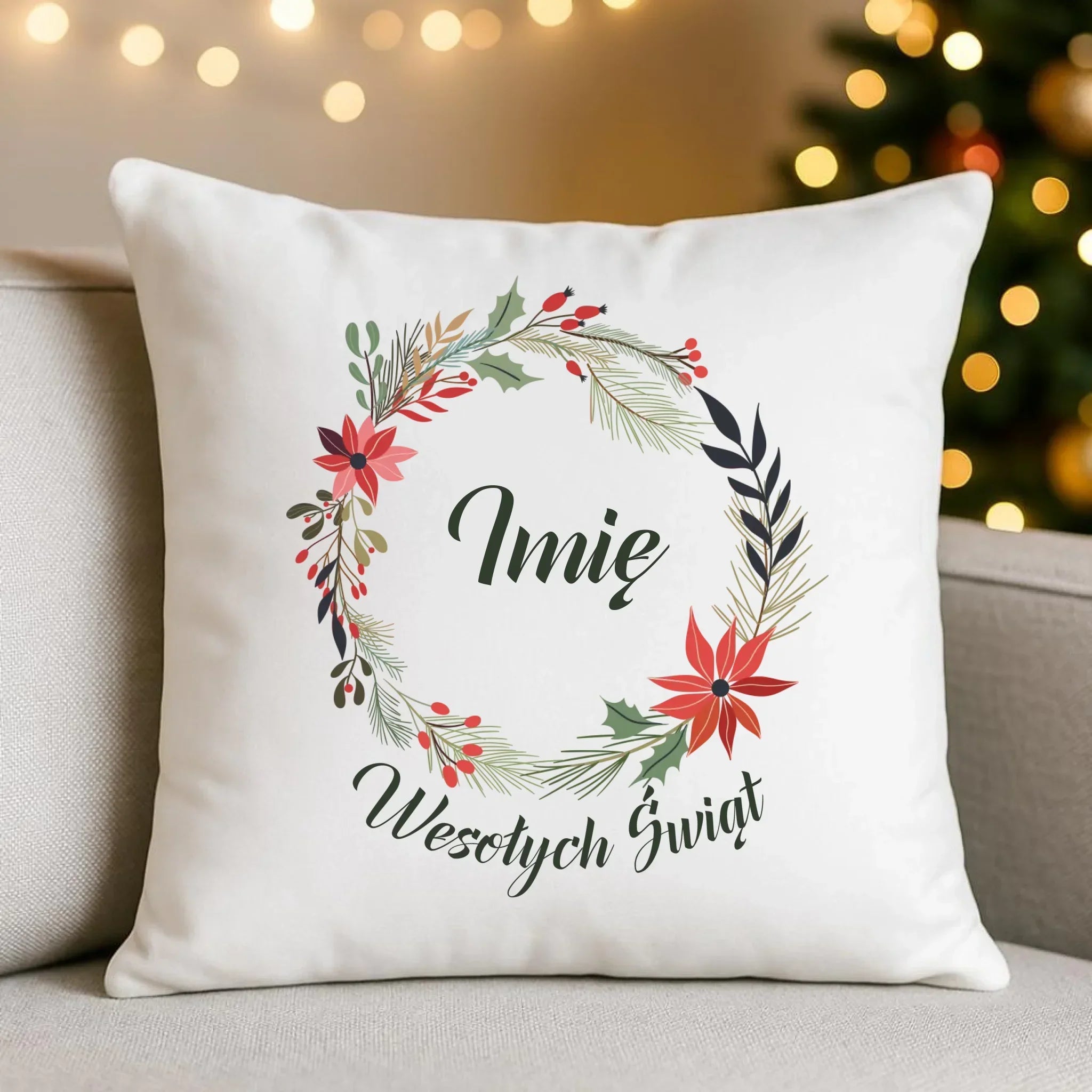 Poduszka świąteczna - Wesołych Świąt - personalizowana BN19 - StoryCups.pl