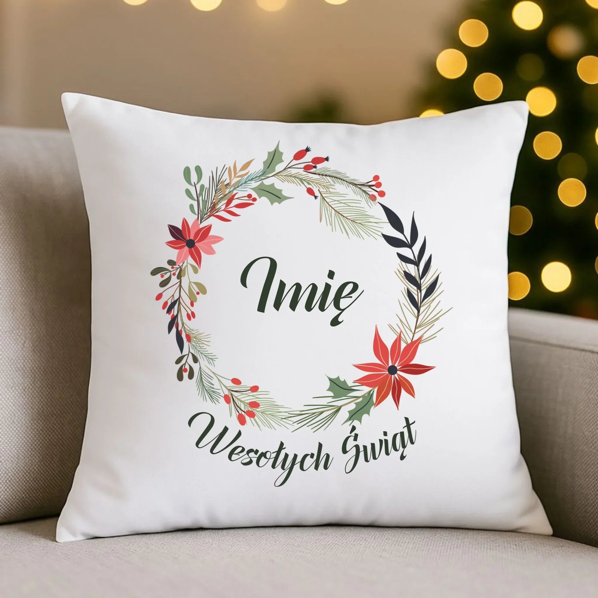 Poduszka świąteczna - Wesołych Świąt - personalizowana BN19 - StoryCups.pl