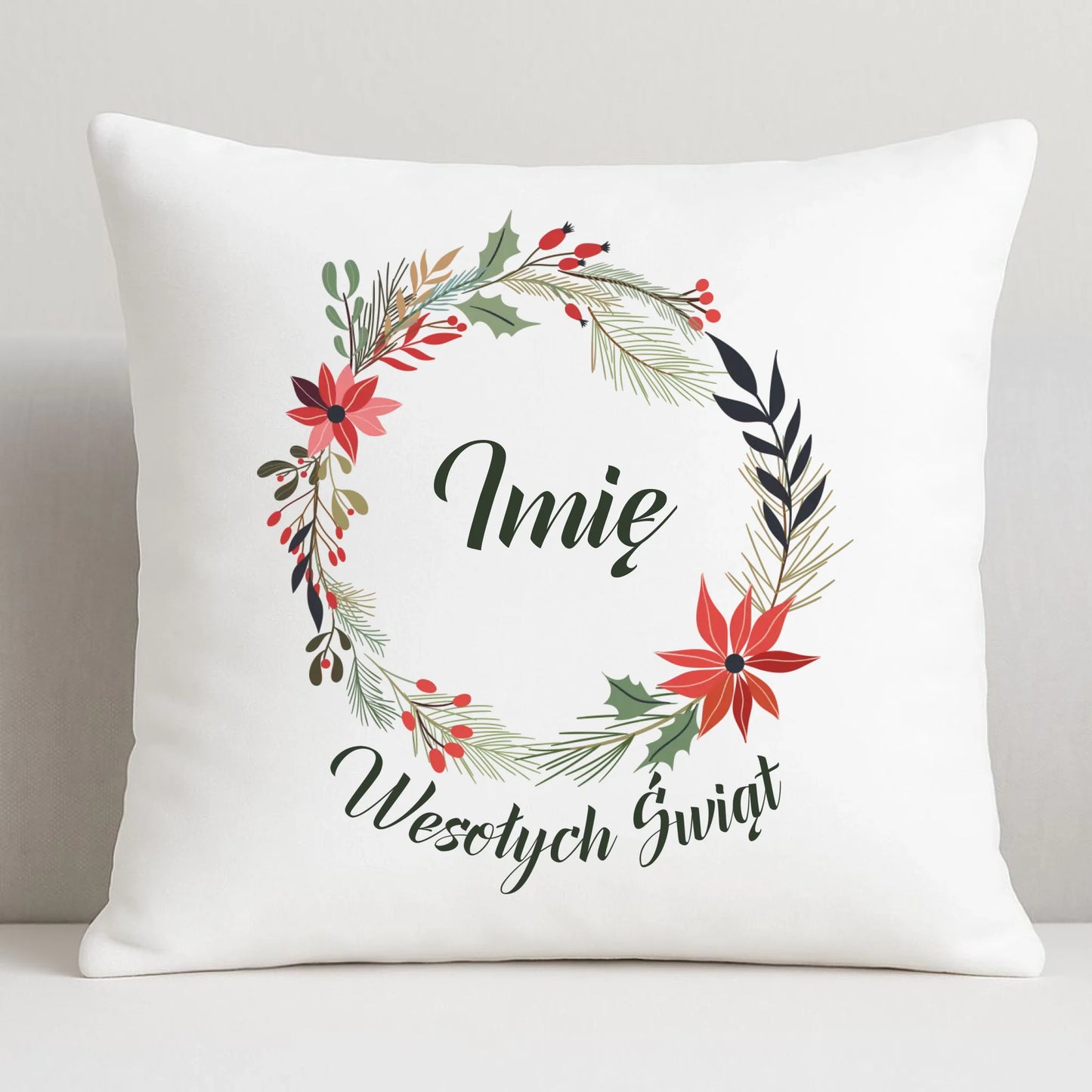 Poduszka świąteczna - Wesołych Świąt - personalizowana BN19