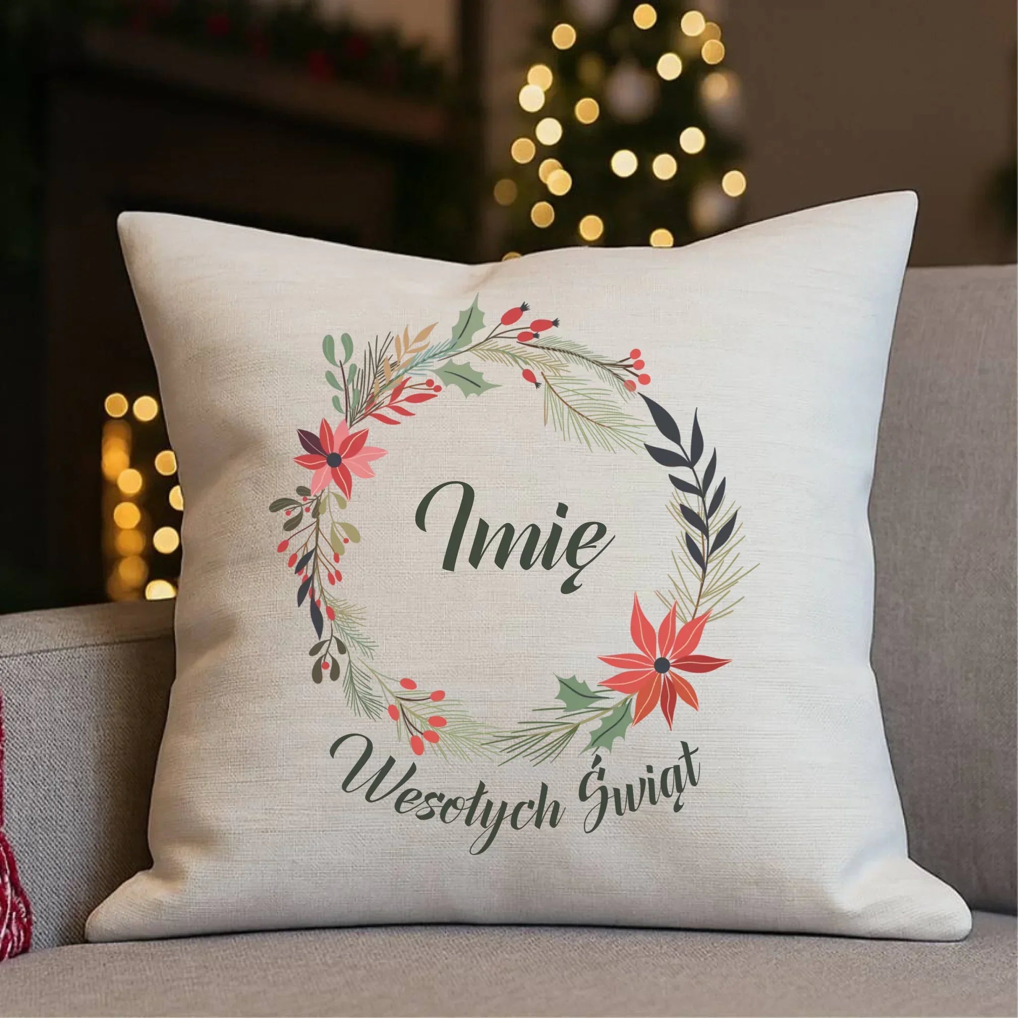 Poduszka świąteczna - Wesołych Świąt - personalizowana BN19 - StoryCups.pl
