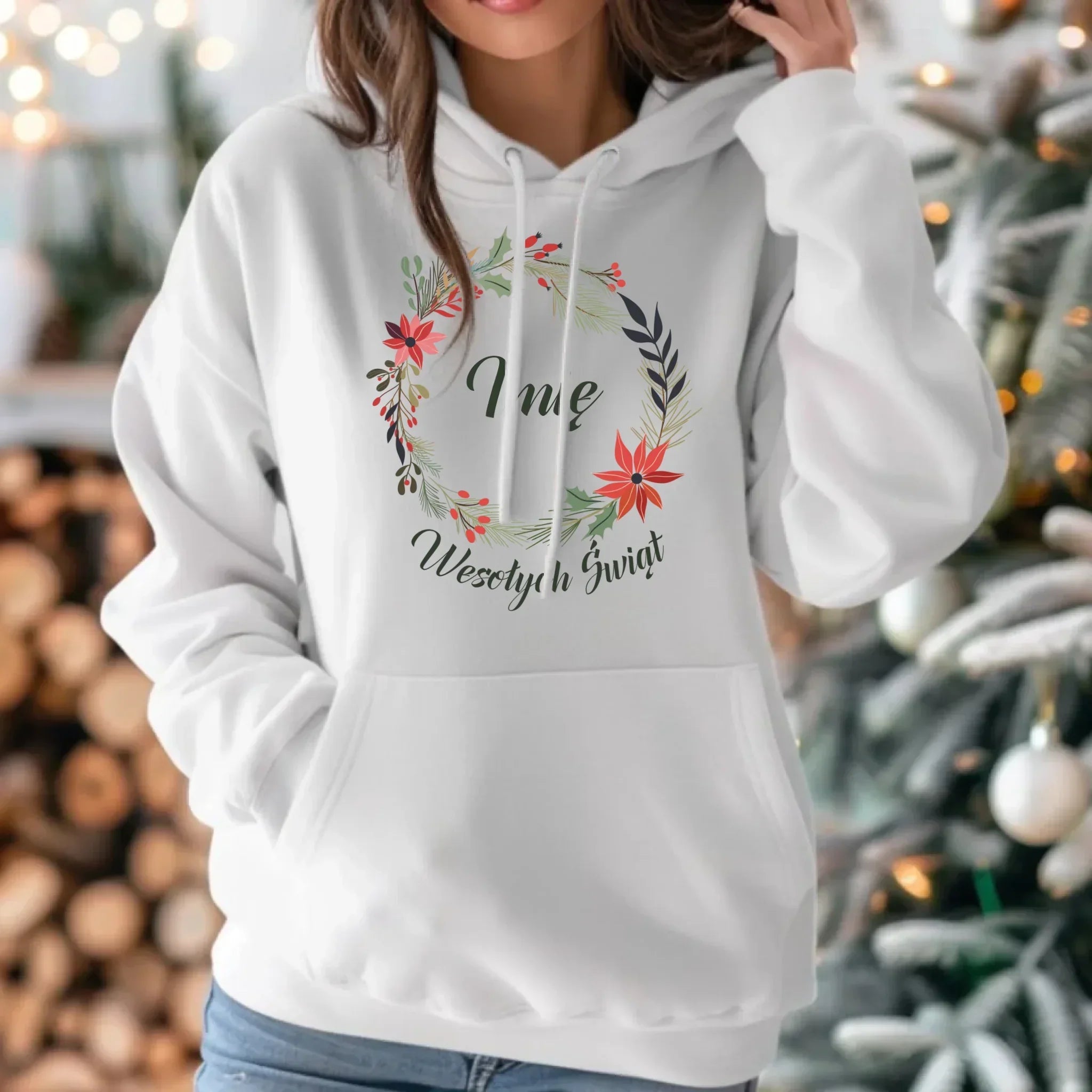Bluza damska z kapturem świąteczna - Wesołych Świąt - personalizowana BN19 - StoryCups.pl