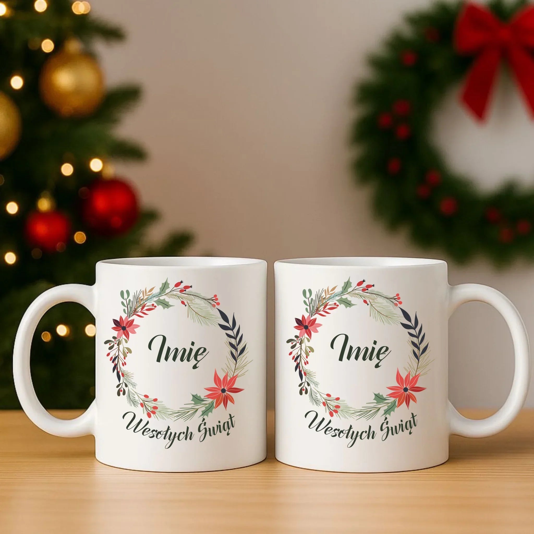 Zestaw poduszka i kubek świąteczny - Wesołych Świąt - personalizowany BN19 - StoryCups.pl
