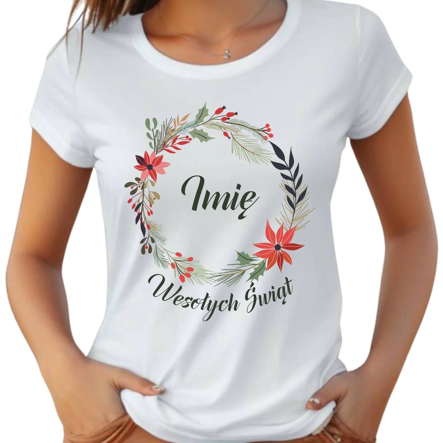 Koszulka damska świąteczna - Wesołych Świąt - personalizowana BN19
