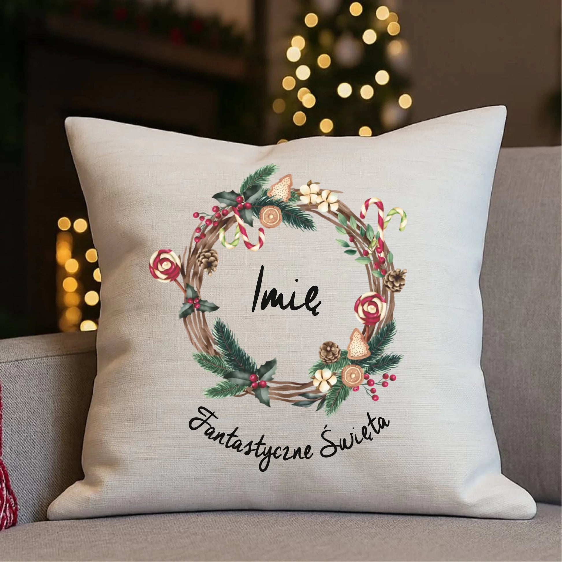 Poduszka świąteczna - Fantastyczne Święta - personalizowana BN14 - StoryCups.pl