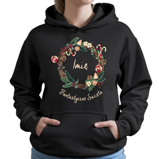 Bluza damska z kapturem świąteczna - Fantastyczne Święta - personalizowana BN14