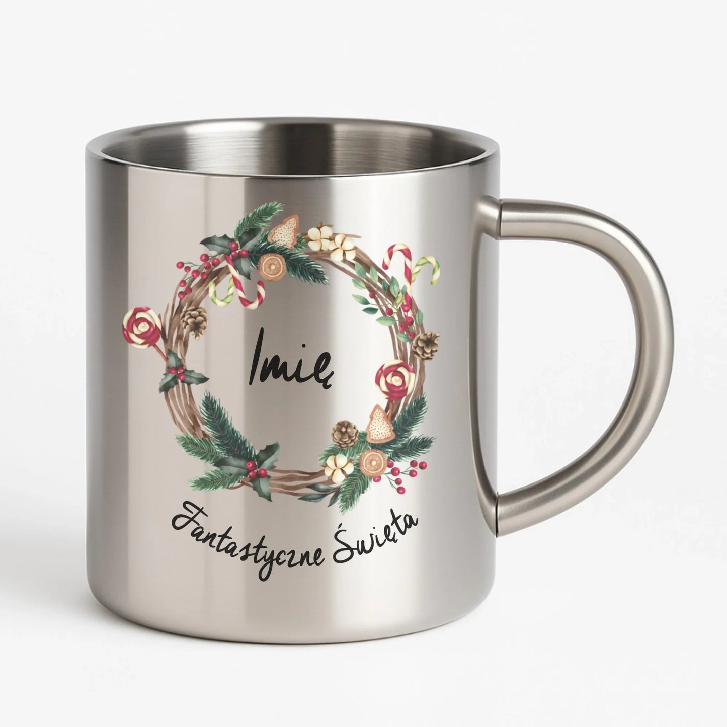 Kubek metalowy świąteczny - Fantastyczne Święta - personalizowany BN14 - StoryCups.pl