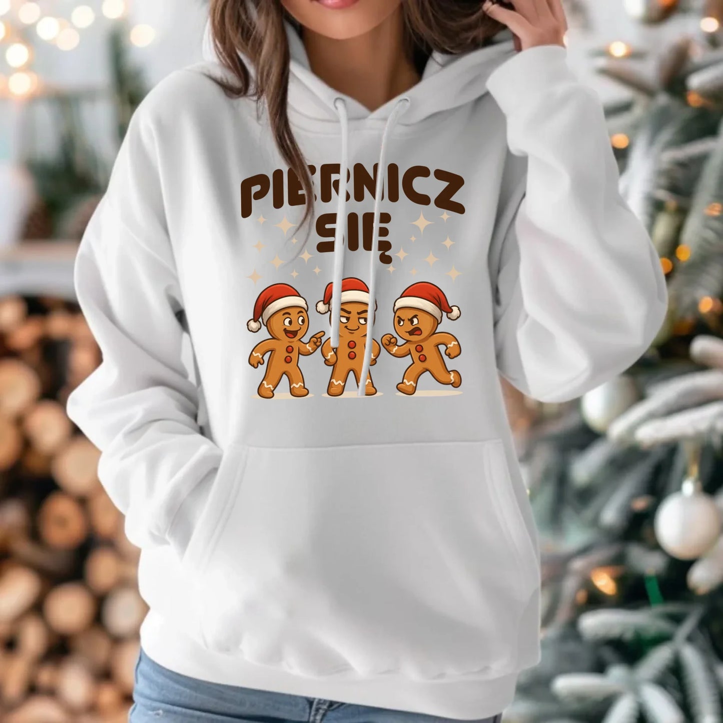 Bluza damska z kapturem świąteczna - Piernicz się BN149