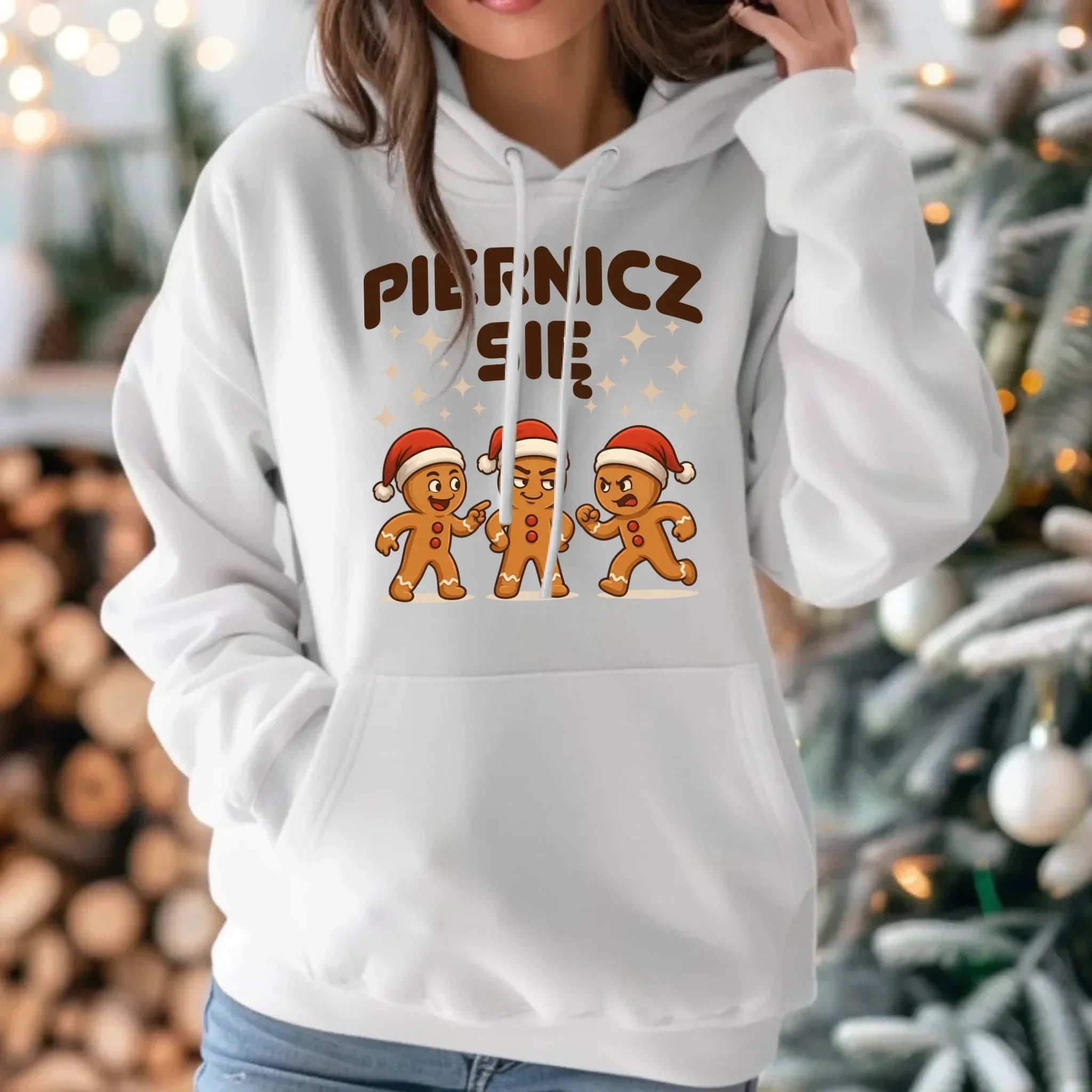 Bluza damska z kapturem świąteczna - Piernicz się BN149 - StoryCups.pl