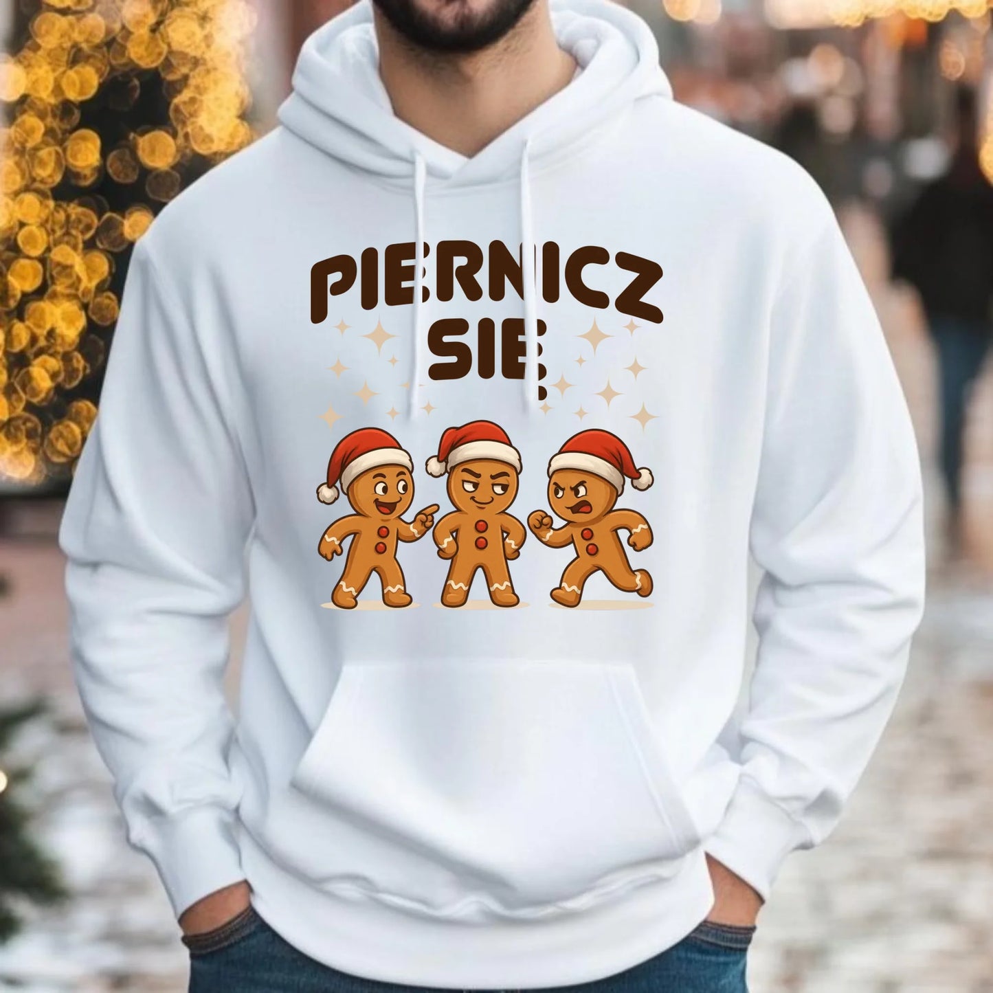 Bluza męska z kapturem świąteczna - Piernicz się BN149 - StoryCups.pl
