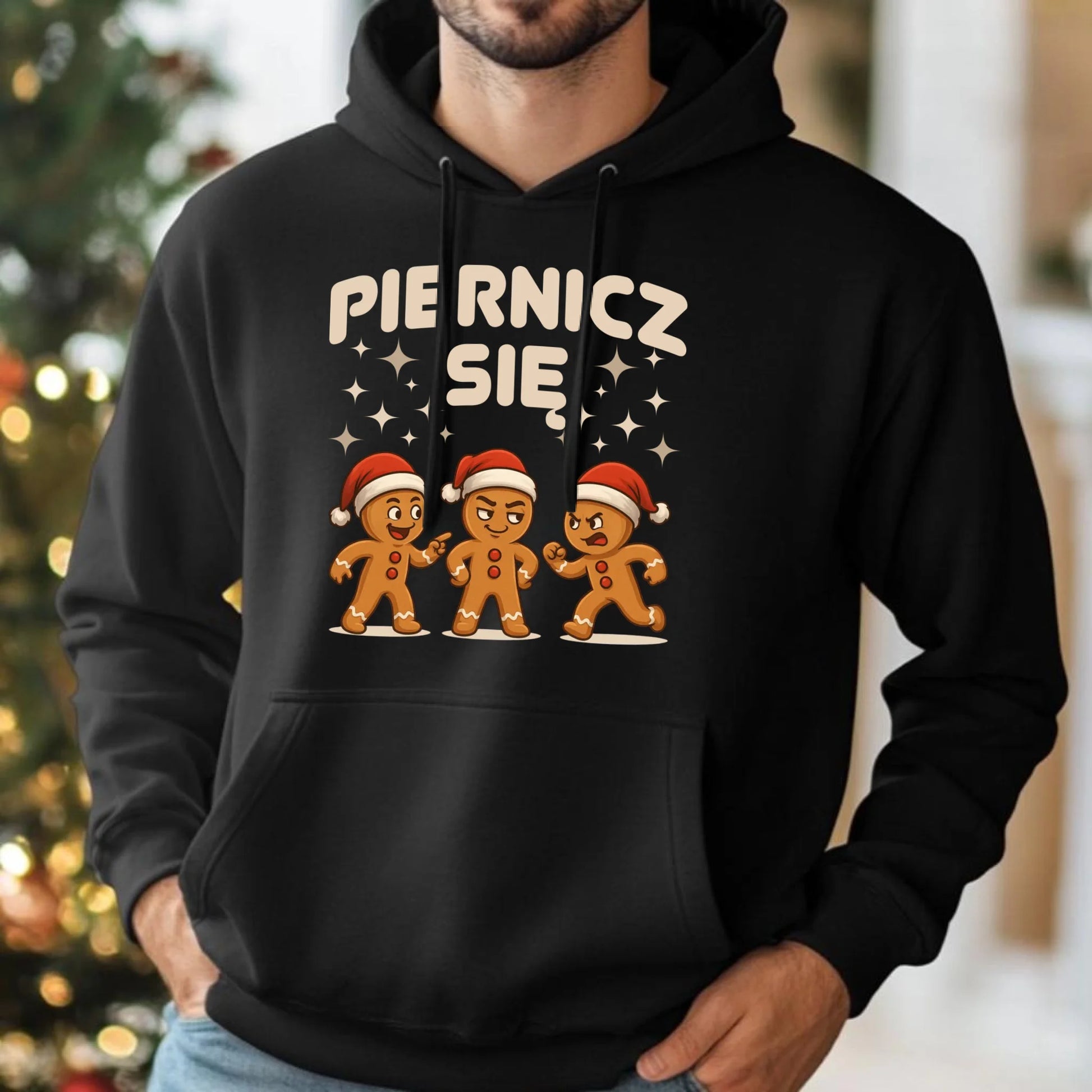 Bluza męska z kapturem świąteczna - Piernicz się BN149 - StoryCups.pl