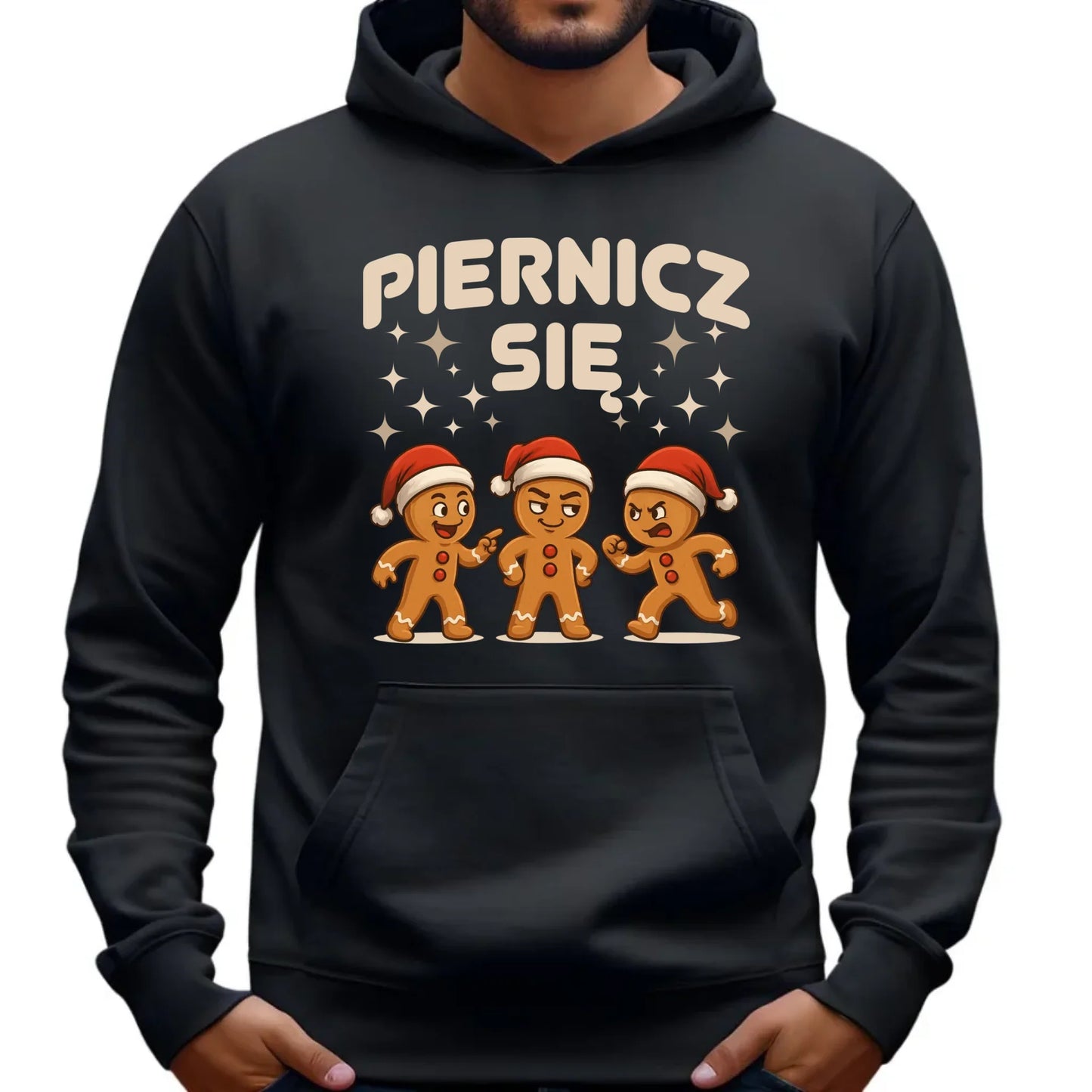 Bluza męska z kapturem świąteczna - Piernicz się BN149 - StoryCups.pl