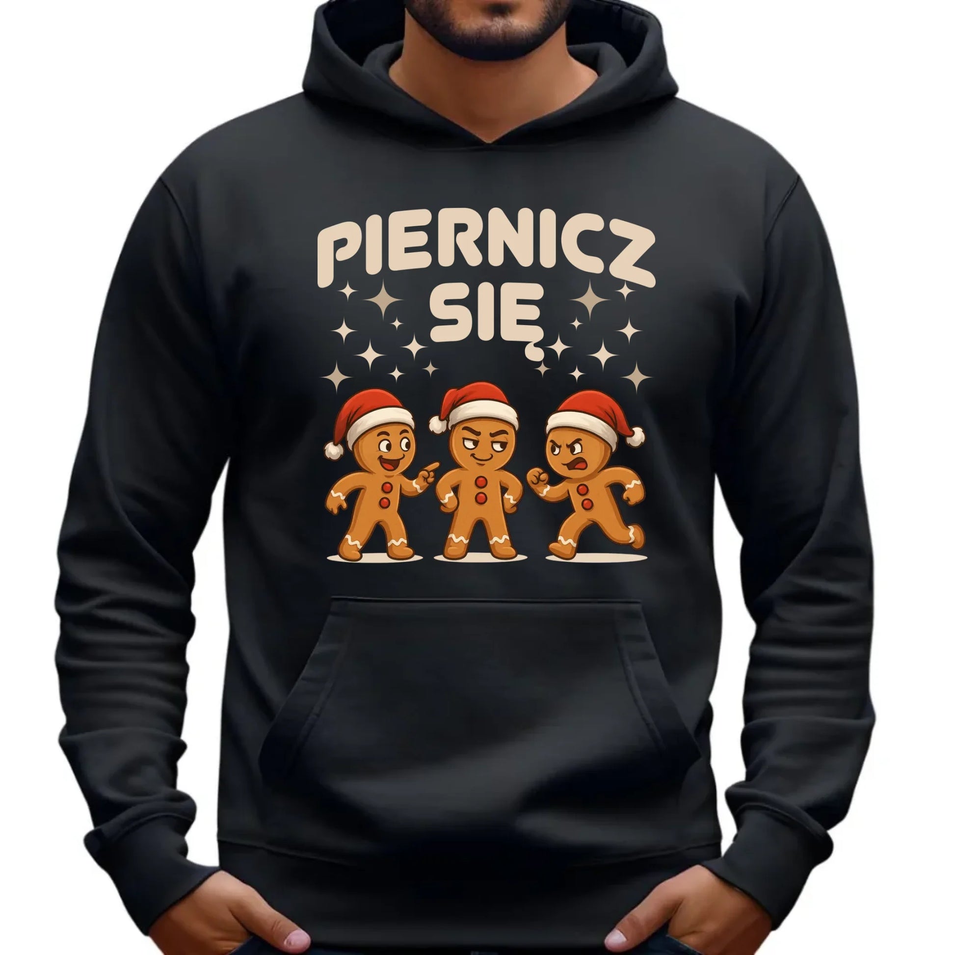 Bluza męska z kapturem świąteczna - Piernicz się BN149 - StoryCups.pl