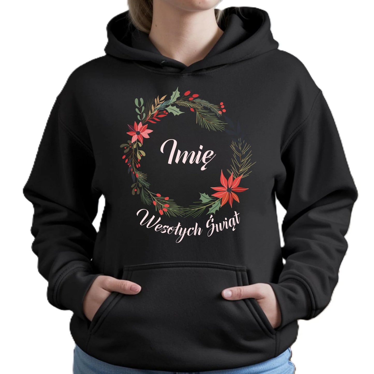 Bluza damska z kapturem świąteczna - Wesołych Świąt - personalizowana BN19