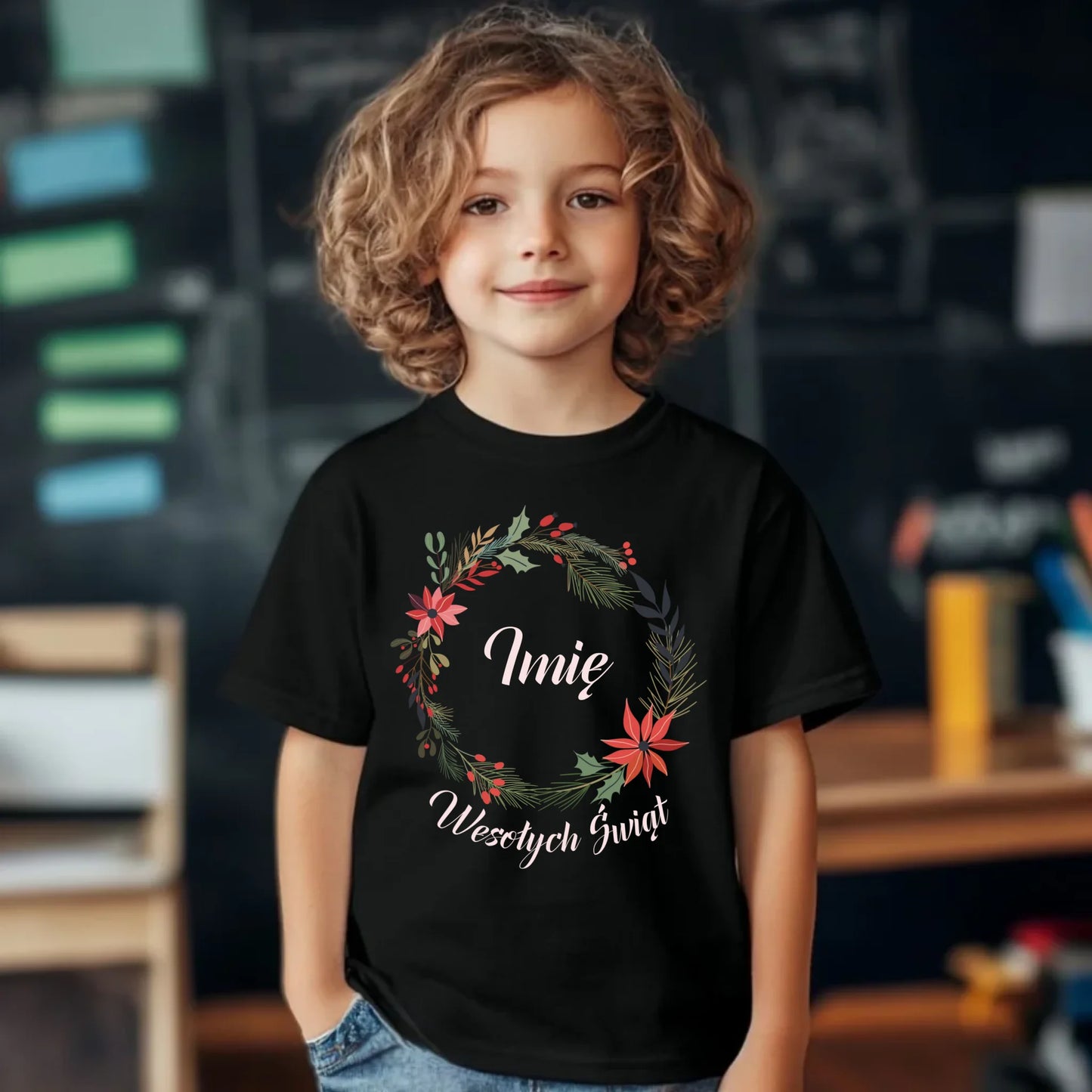 Koszulka dziecięca świąteczna - Wesołych Świąt - personalizowana BN19