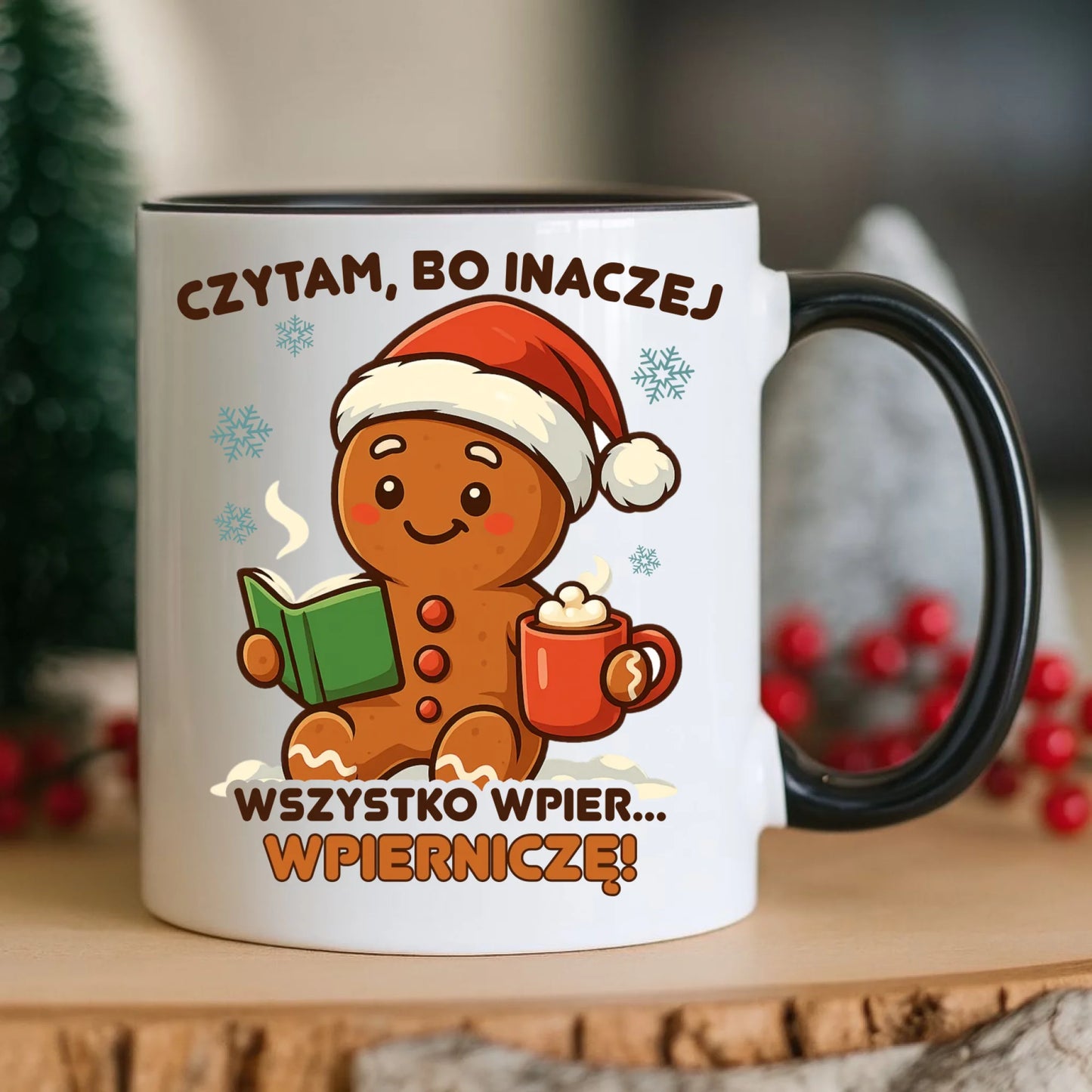 Kubek świąteczny - Czytam, bo inaczej wszystko wpier... wpierniczę BN79 - StoryCups.pl