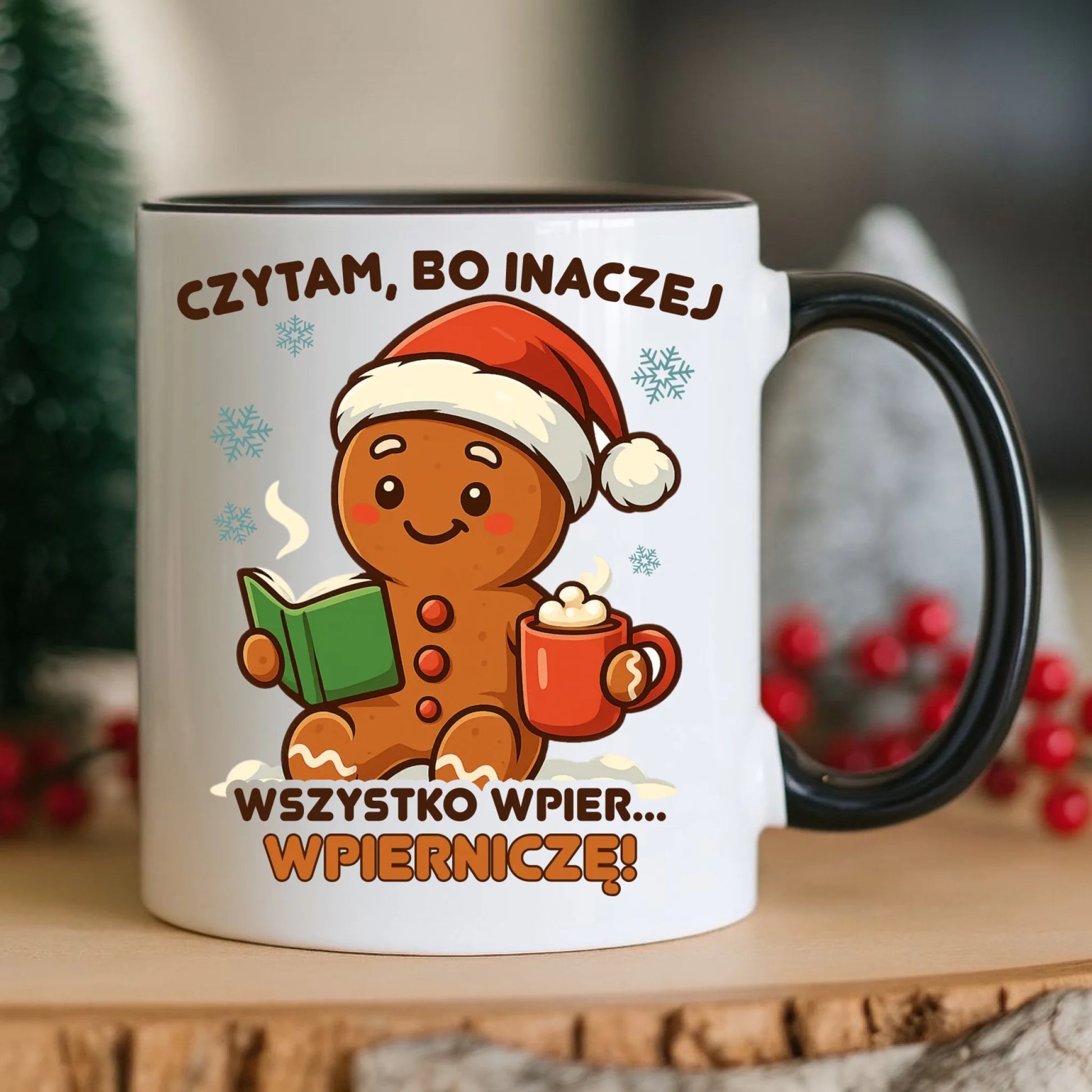 Kubek świąteczny - Czytam, bo inaczej wszystko wpier... wpierniczę BN79 - StoryCups.pl