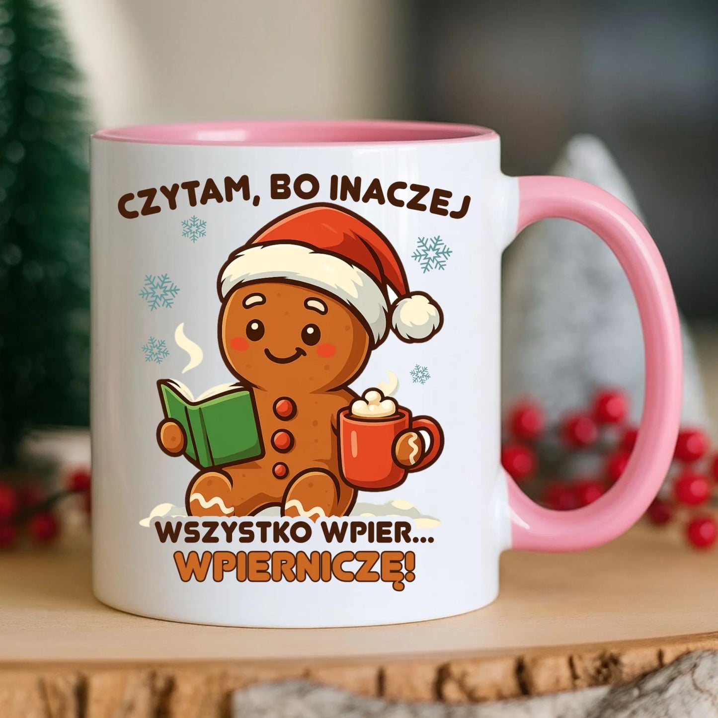 Kubek świąteczny - Czytam, bo inaczej wszystko wpier... wpierniczę BN79 - StoryCups.pl